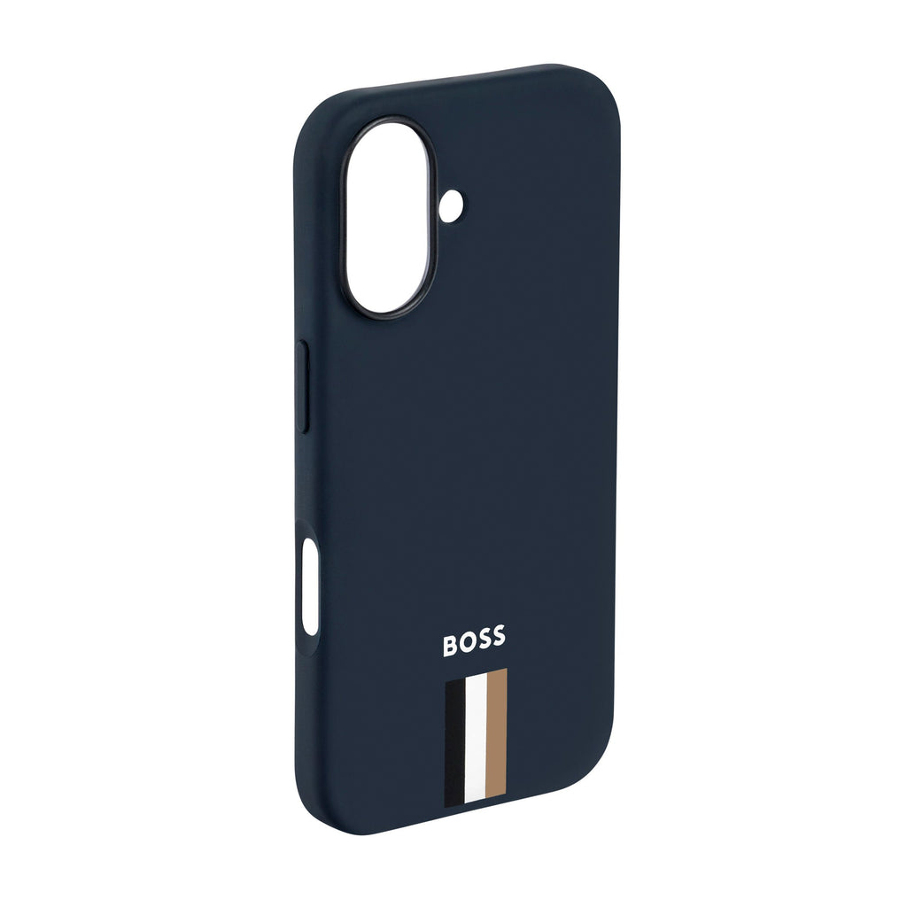 BOSS navy silicone protective case for iPhone 16