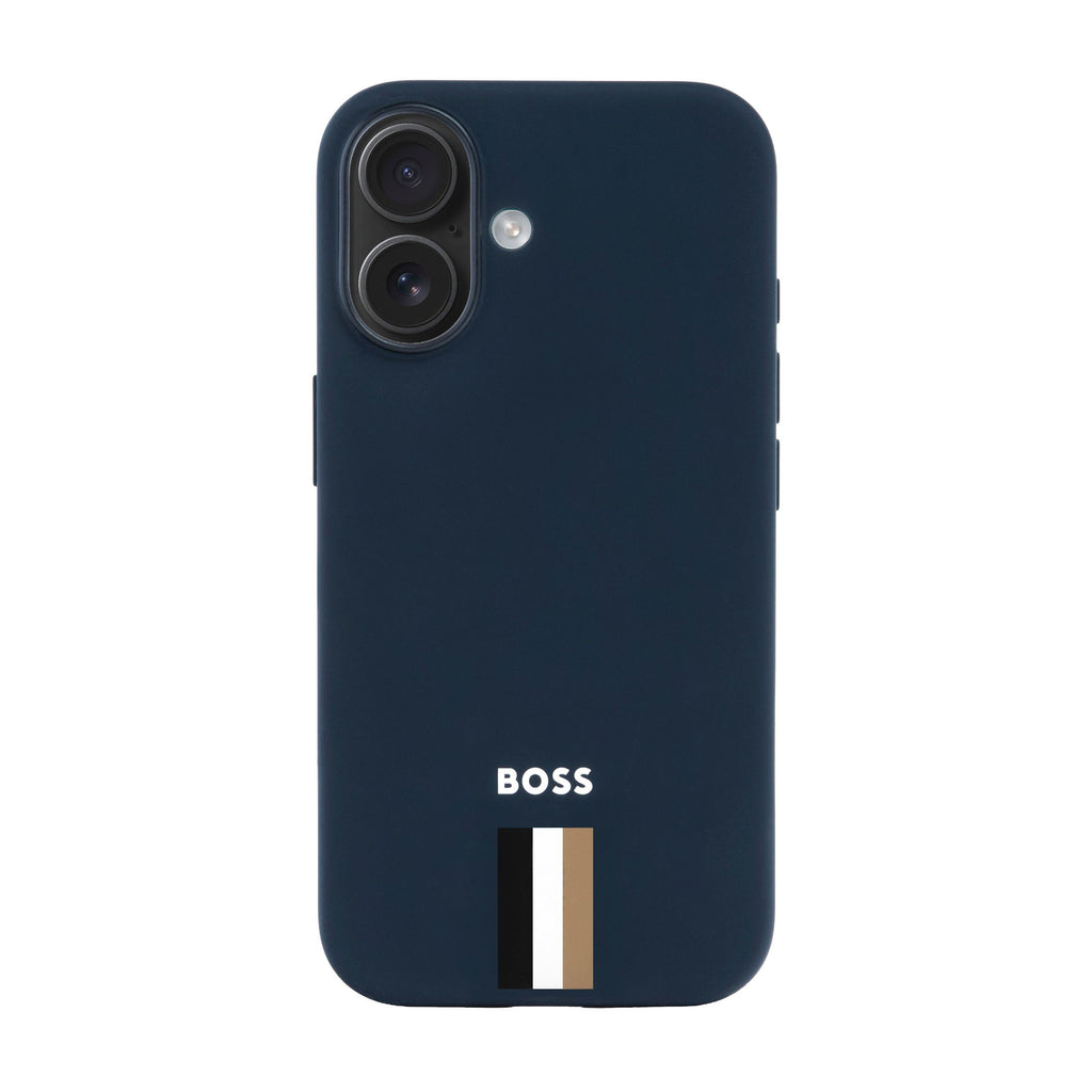 BOSS navy silicone protective case for iPhone 16