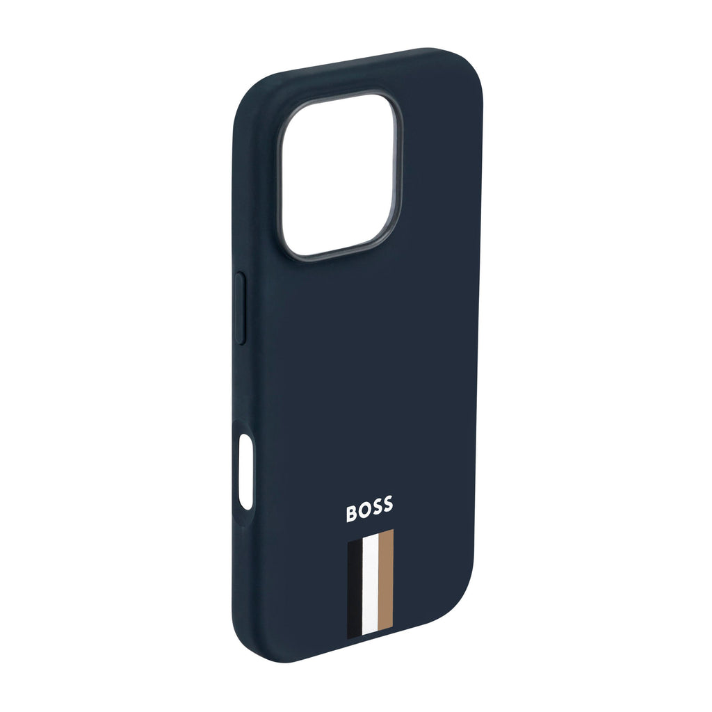 BOSS soft navy phone case for iPhone 16 Pro Iconic