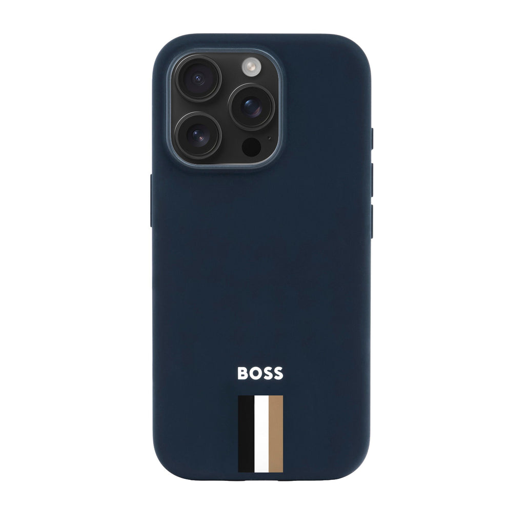 BOSS soft navy phone case for iPhone 16 Pro Iconic