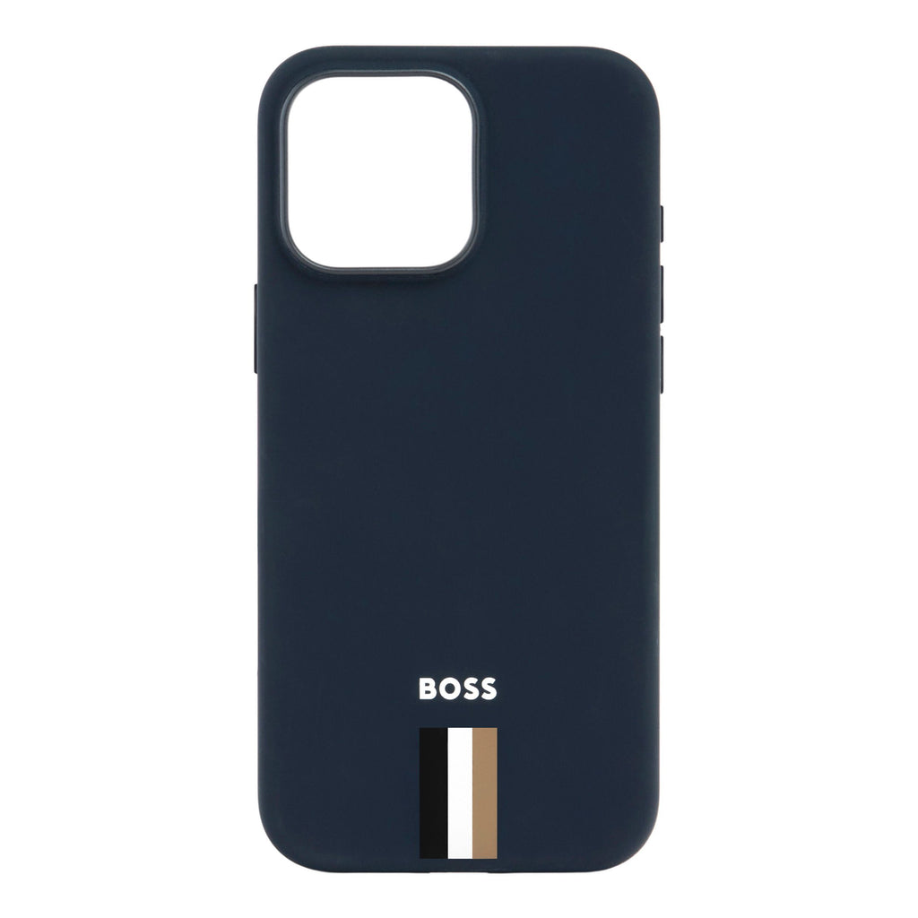 BOSS navy soft touch phone case for iPhone 16 Pro Max