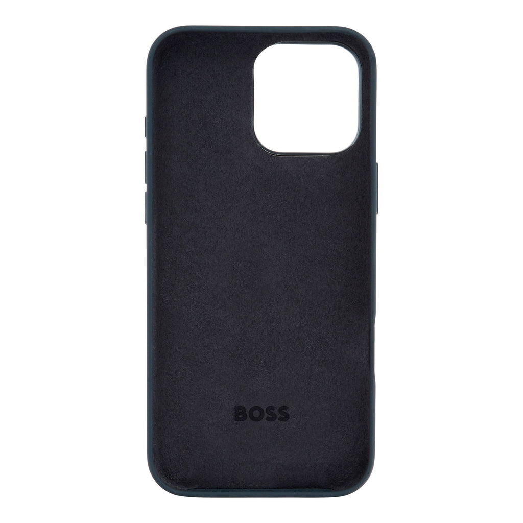 BOSS navy soft touch phone case for iPhone 16 Pro Max