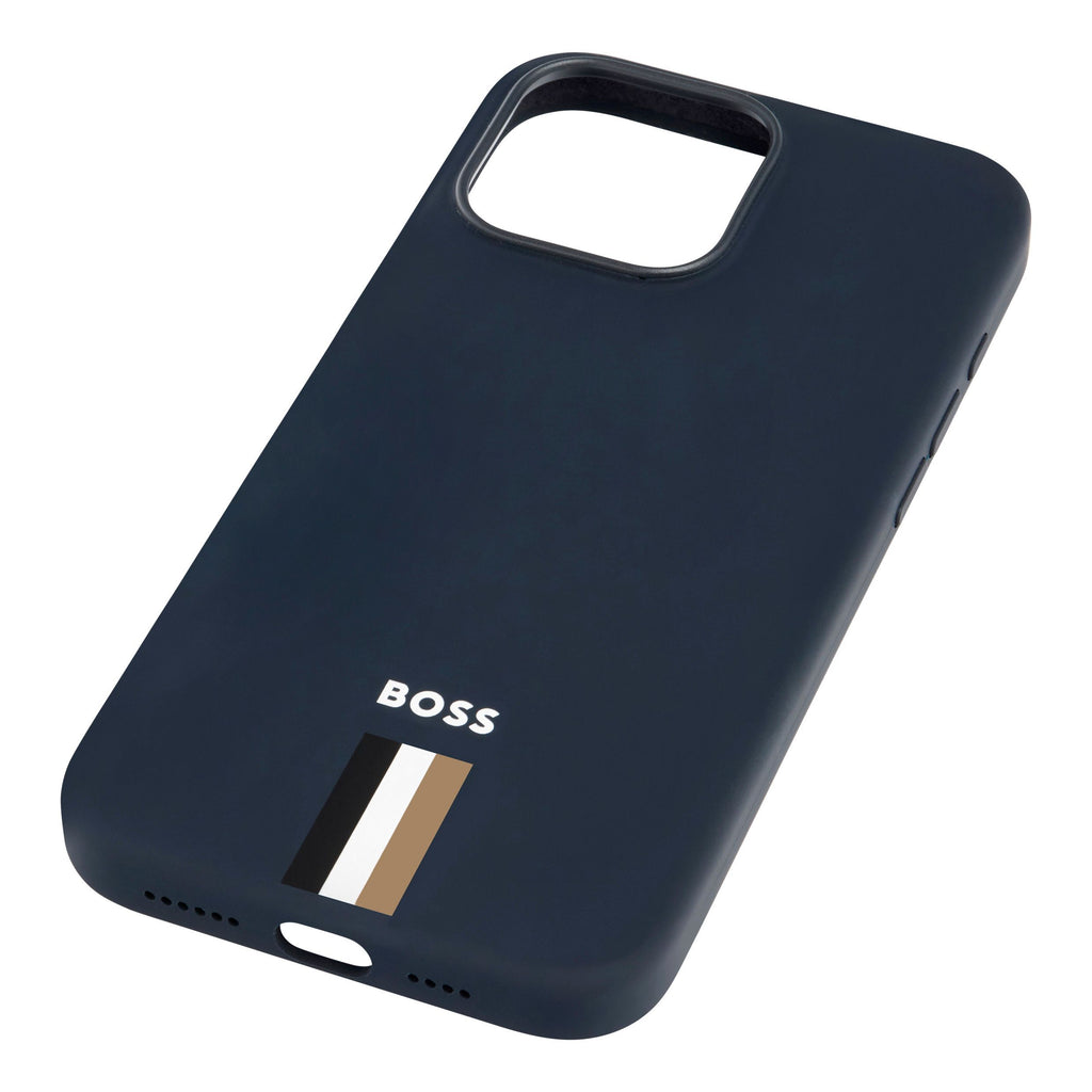 BOSS navy soft touch phone case for iPhone 16 Pro Max