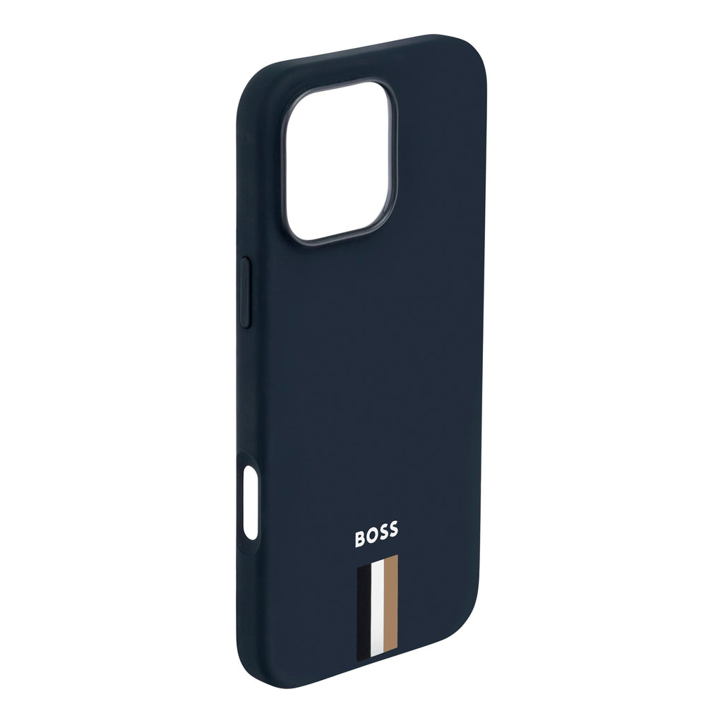 BOSS navy soft touch phone case for iPhone 16 Pro Max