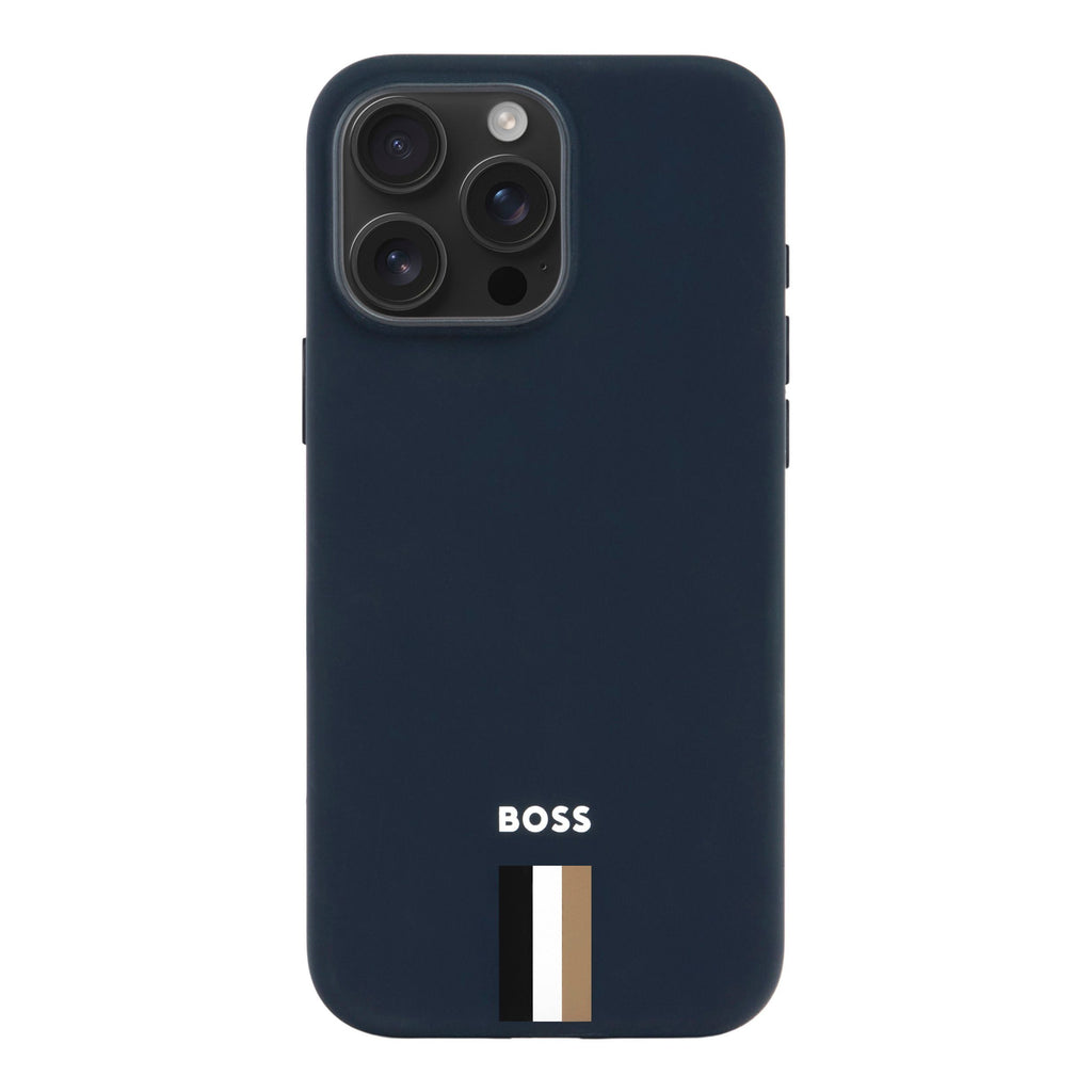 BOSS navy soft touch phone case for iPhone 16 Pro Max