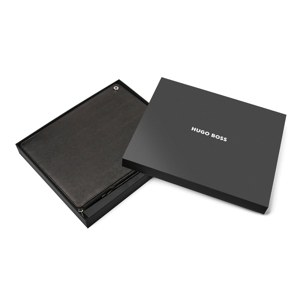 Gift for him HUGO BOSS Black Leather A4 Conference folder Tradition 