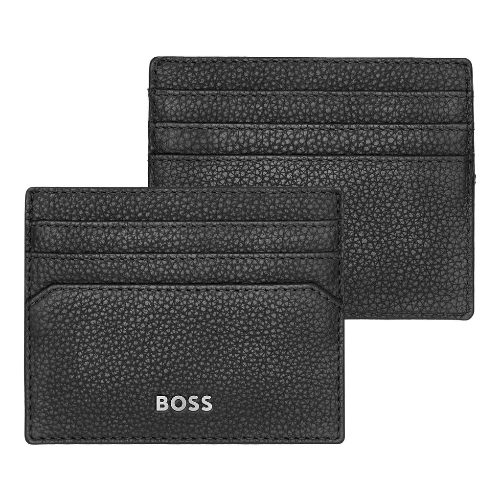 Men's designer wallets HUGO BOSS Black Grained Card holder Classic 