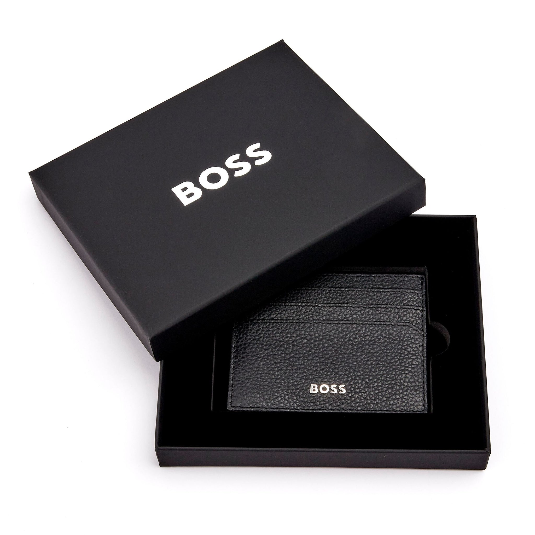 Men's designer wallets HUGO BOSS Black Grained Card holder Classic
