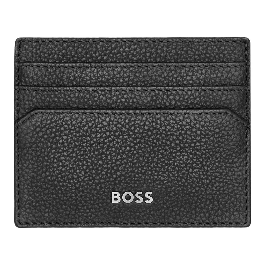 Men's designer wallets HUGO BOSS Black Grained Card holder Classic 