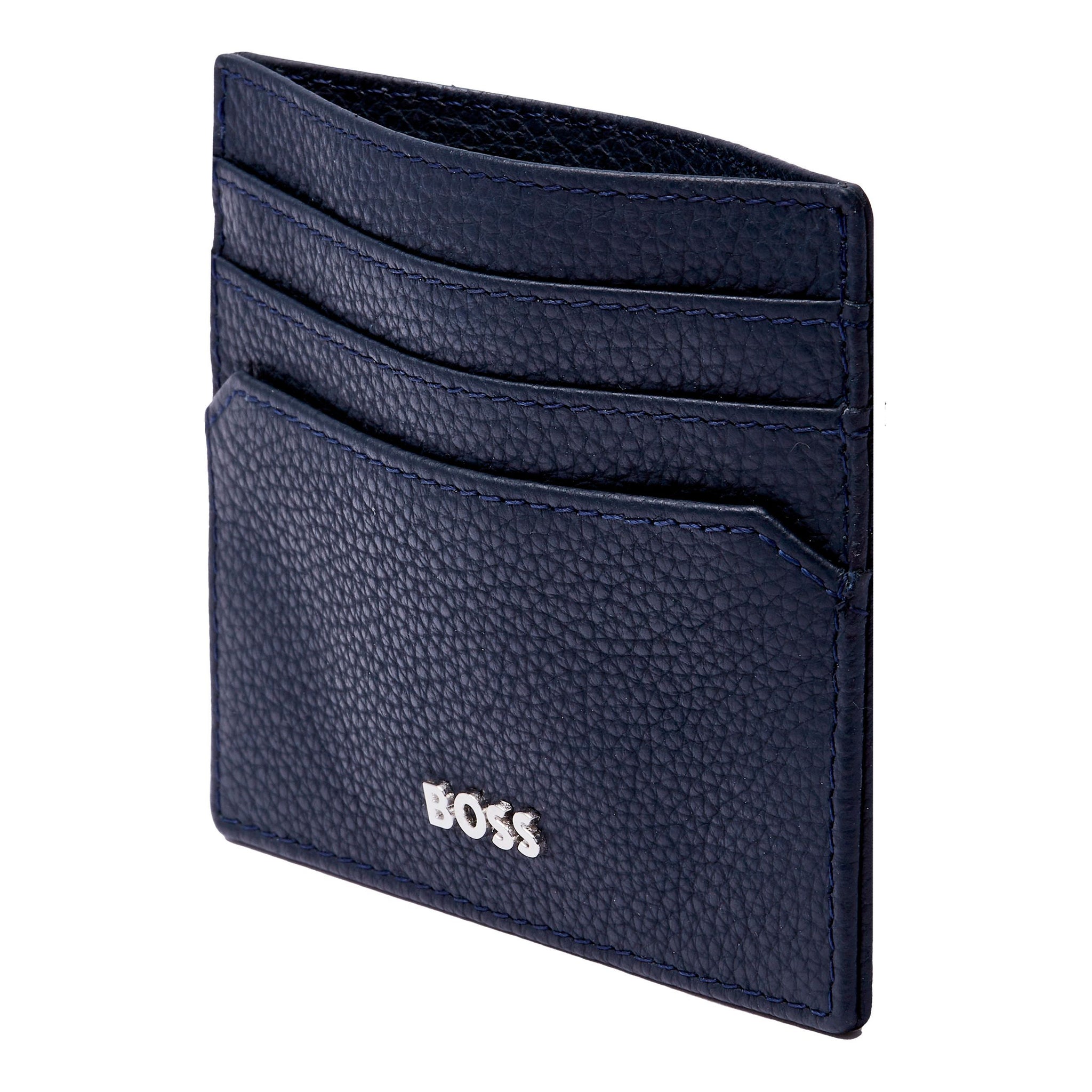 Men's customized wallets HUGO BOSS Navy Grained Card holder