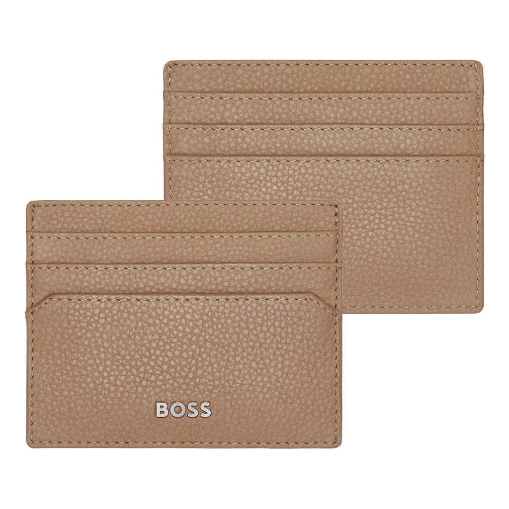  Men's card case BOSS Camel Grained Card holder Classic with gift box