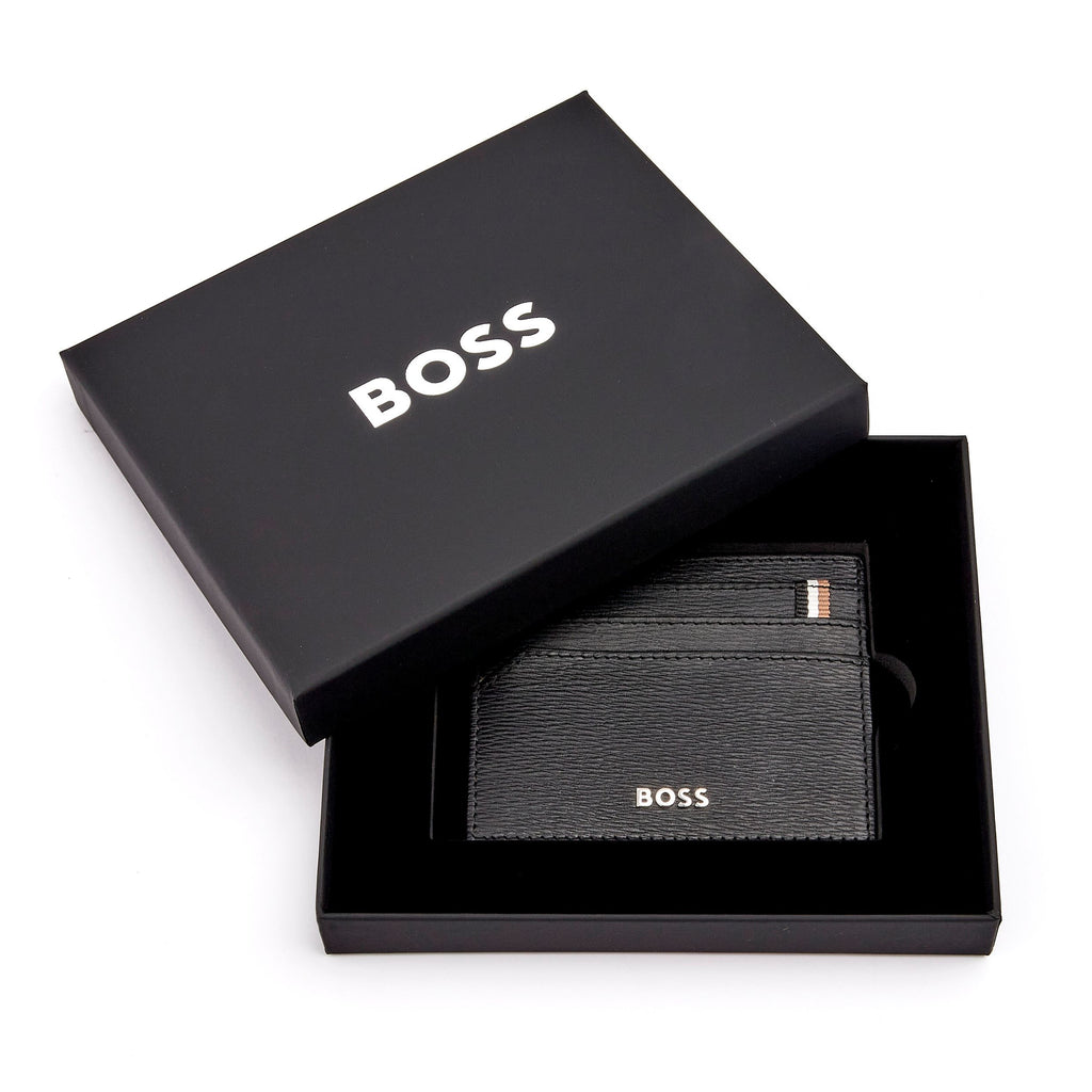 Men's leather card holder HUGO BOSS trendy Black Card holder Iconic
