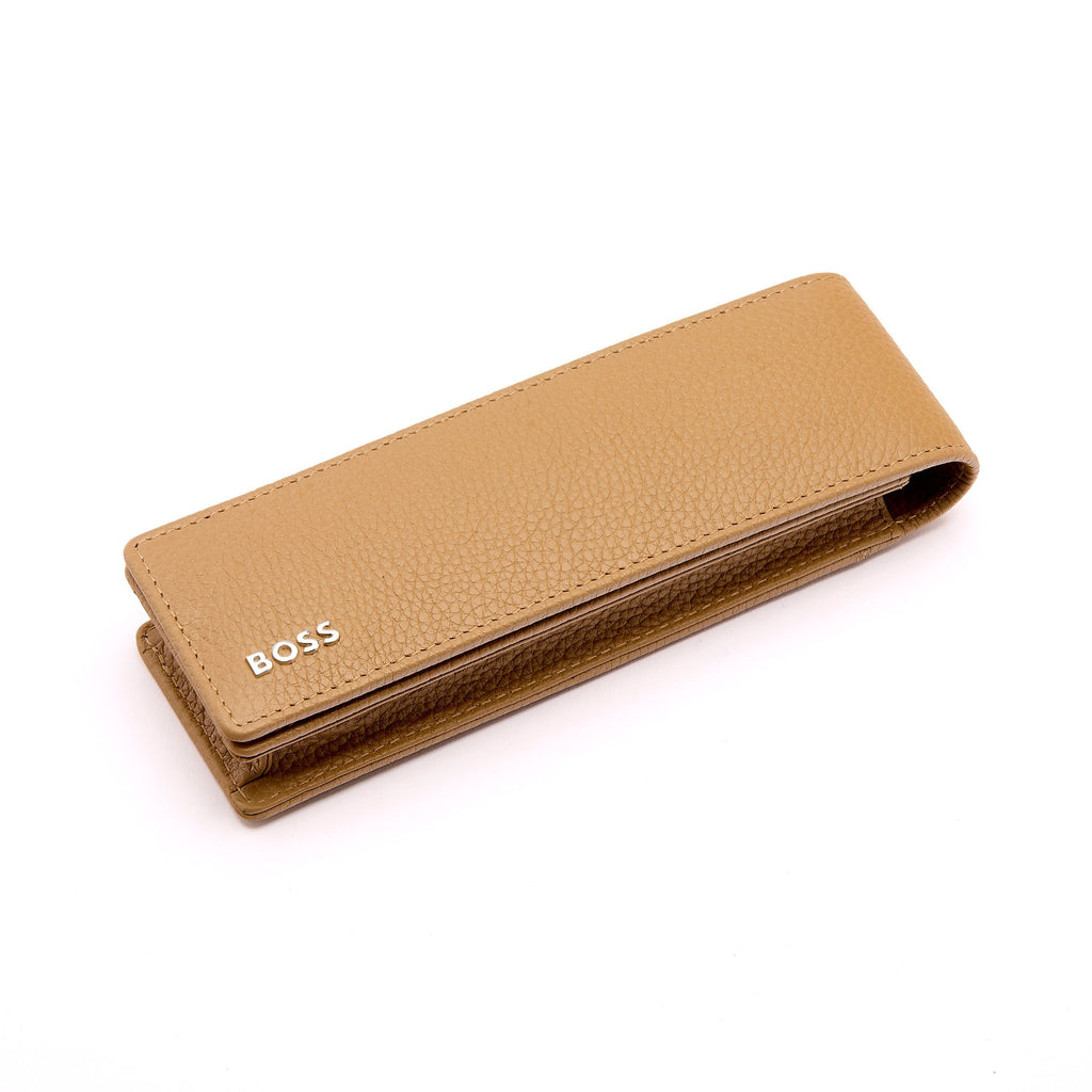 Shop BOSS Grained Camel Double pen pouch Classic in Hong Kong & Macau