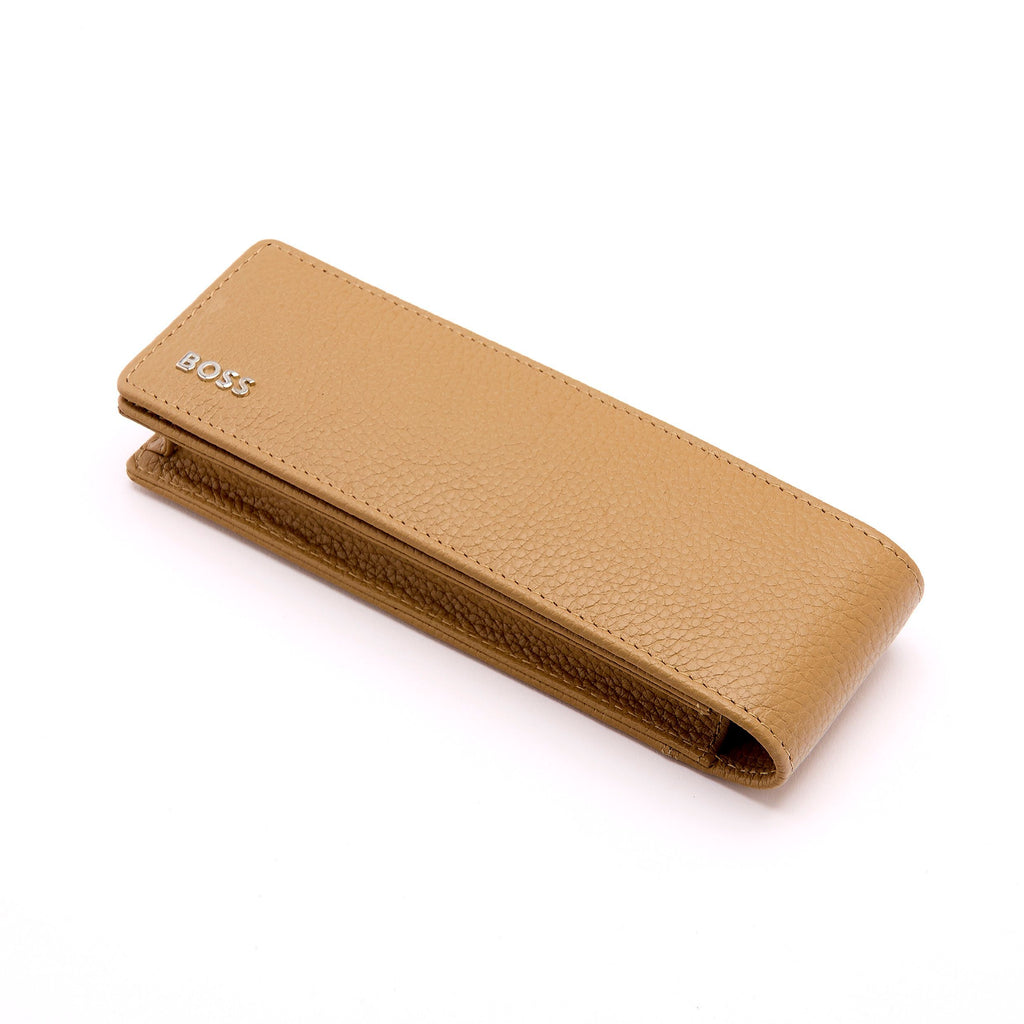 Shop BOSS Grained Camel Double pen pouch Classic in Hong Kong & Macau