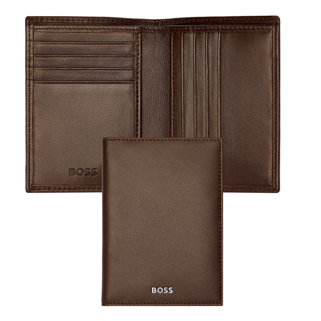 Executive wallets HUGO BOSS Smooth Brown Folding Card holder Classic 