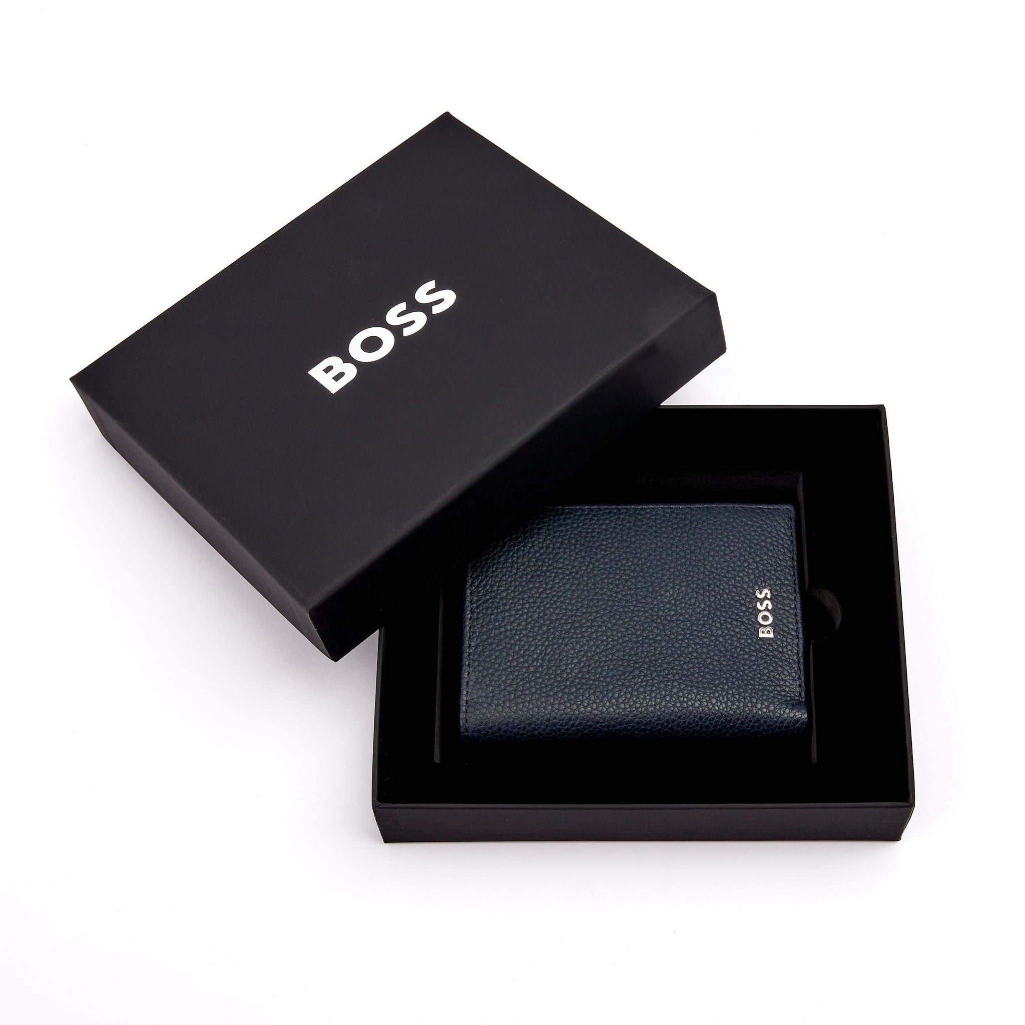 Men's bifold wallets BOSS Grained Navy Folding Card holder Classic