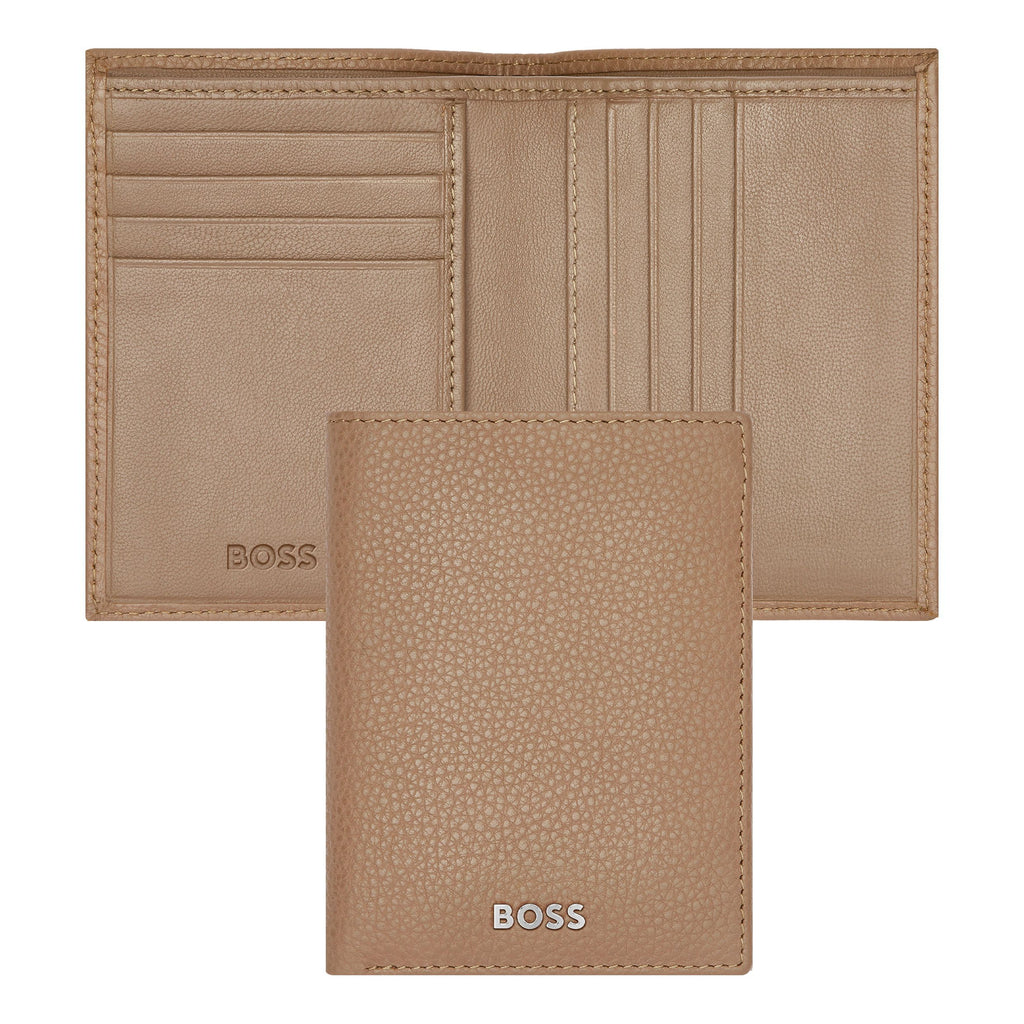  Men's executive wallets BOSS Grained Camel Folding Card holder Classic