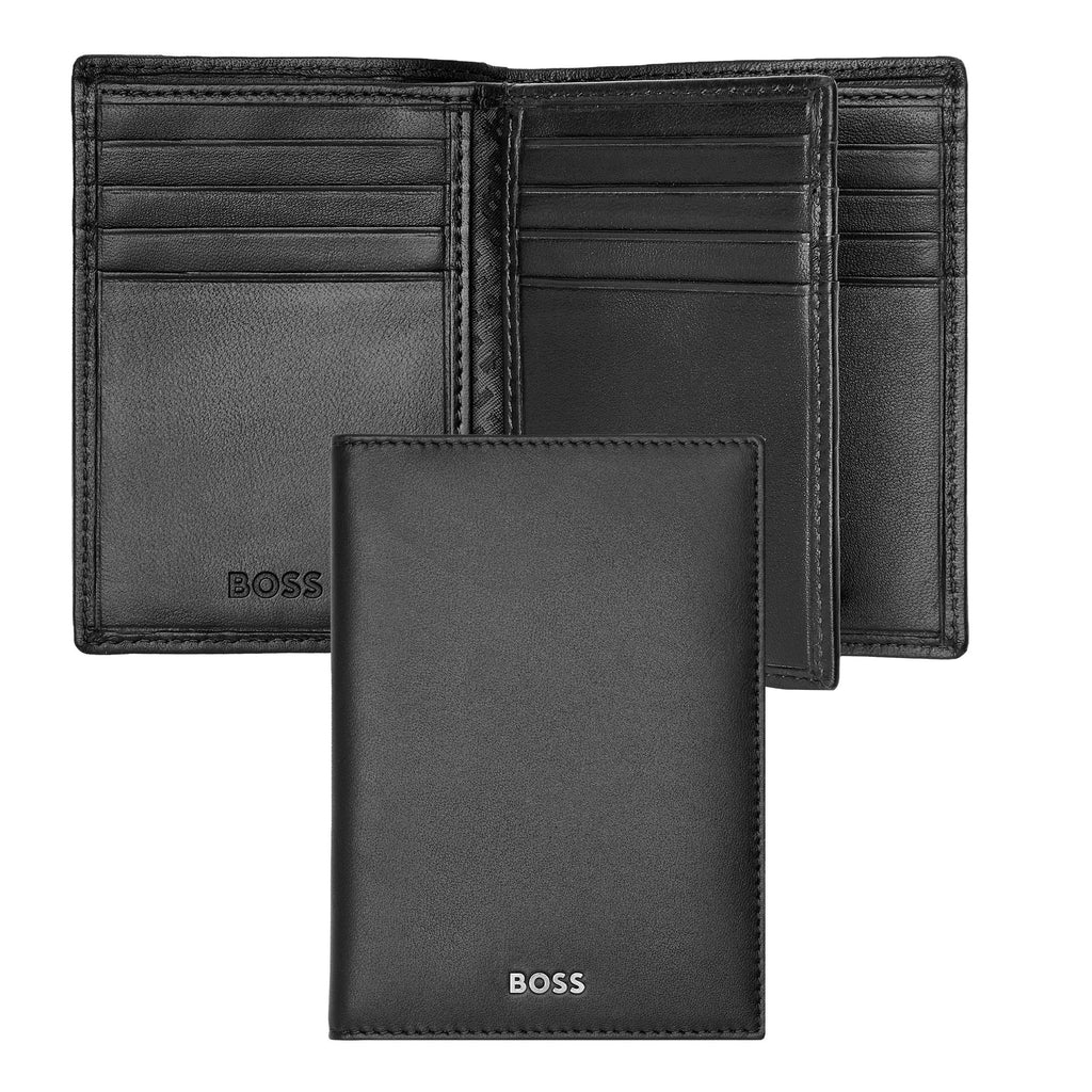 Gift ideas for men HUGO BOSS Smooth Black trifold Card holder Classic 
