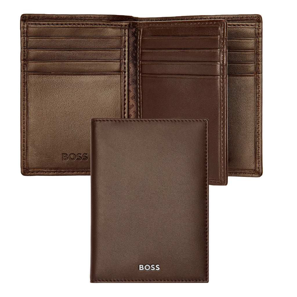   Unique gift ideas HUGO BOSS Smooth Brown trifold Card holder Classic