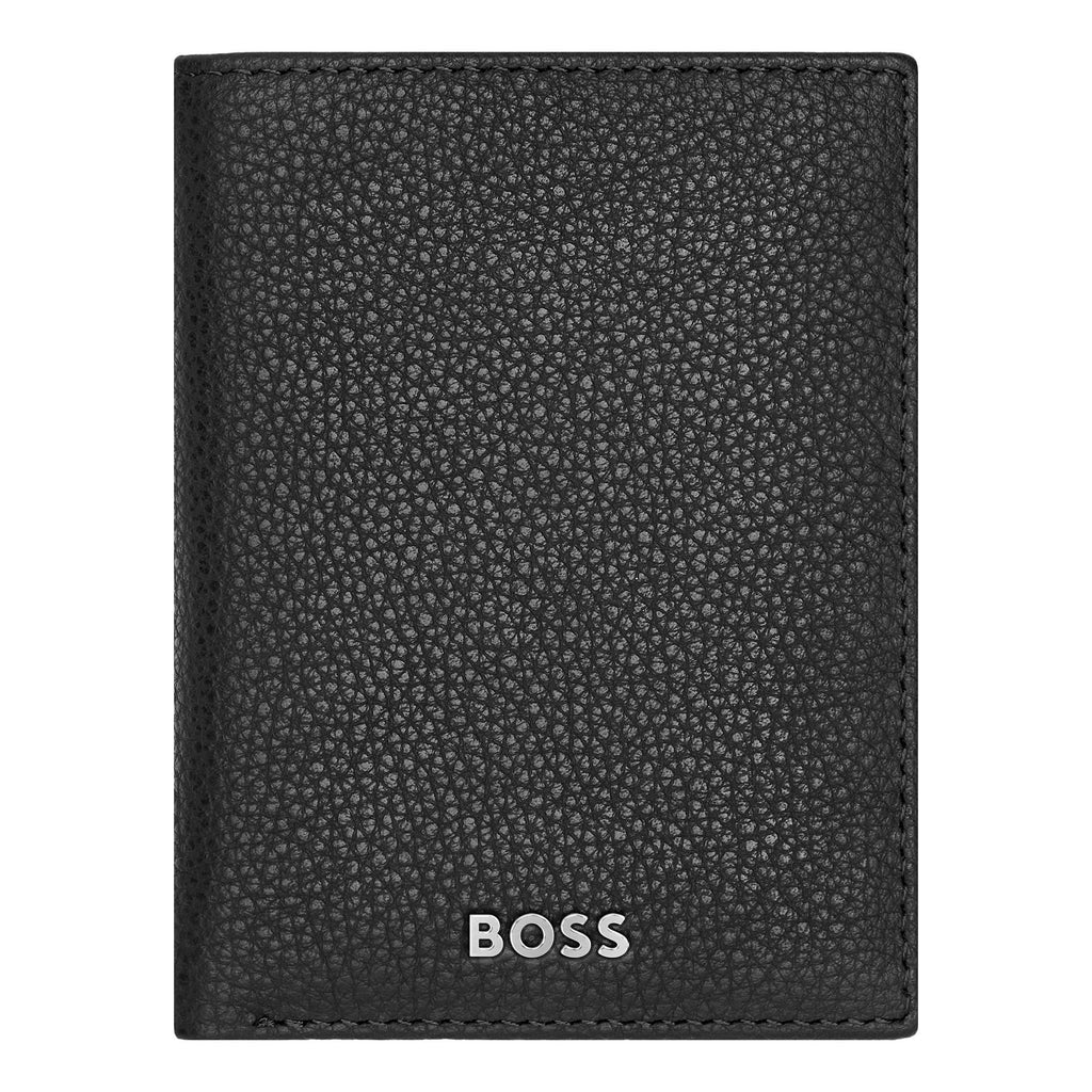   Gift ideas BOSS Men's Grained Black Leather trifold Card holder Classic