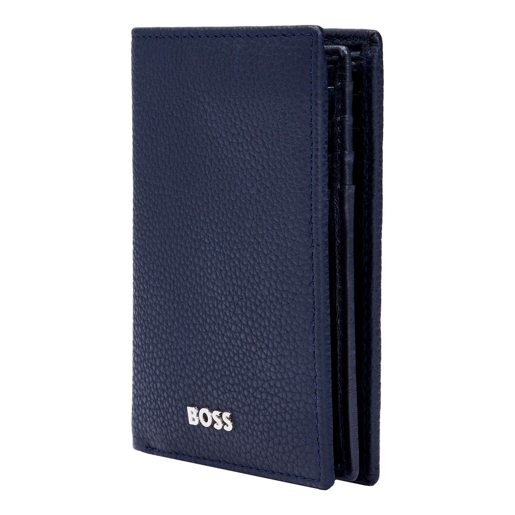 Wallets HUGO BOSS Grained Navy Leather trifold Card holder Classic 