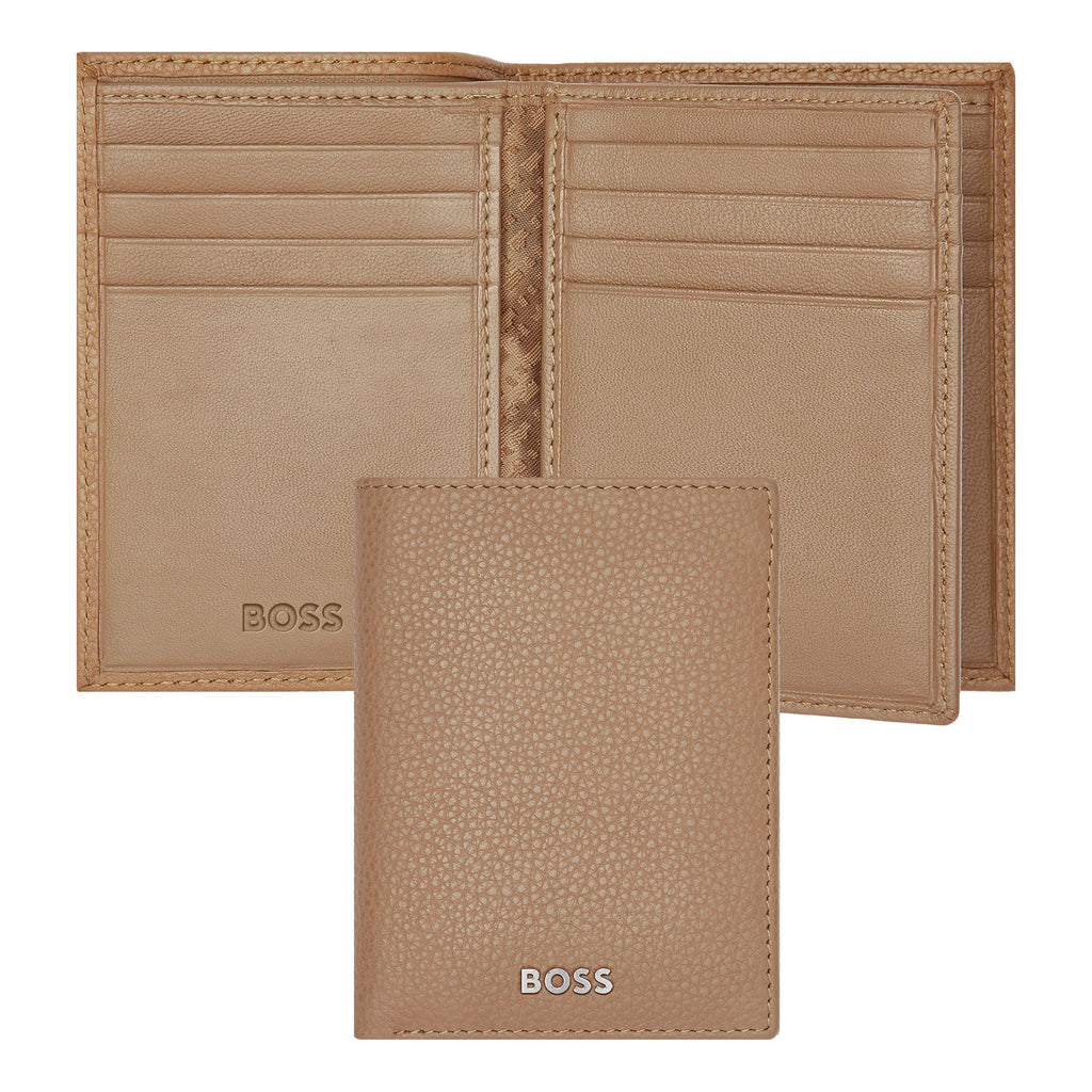  Branded gifts BOSS Men's Grained Camel trifold Card holder Classic 