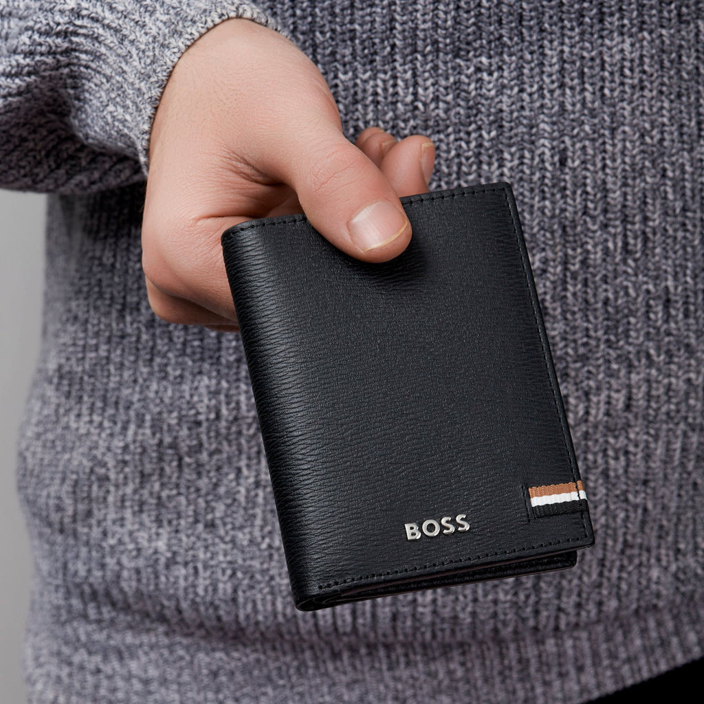 Men's luxury wallets HUGO BOSS Black trifold Card holder Iconic