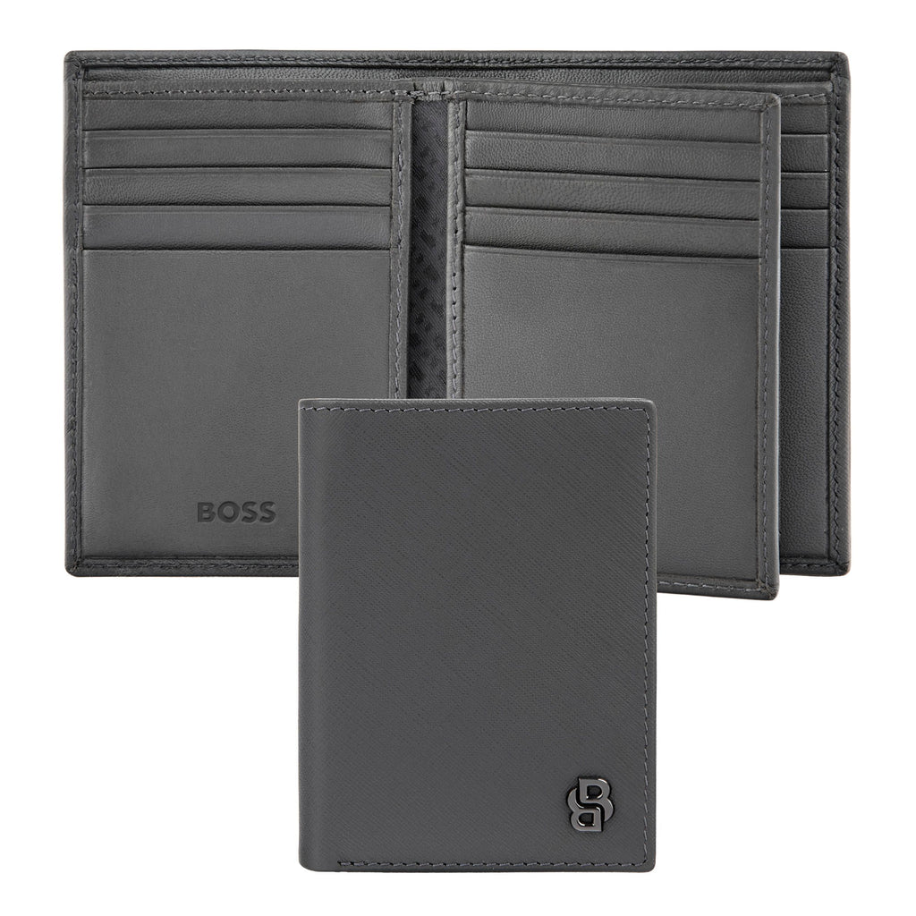 HUGO BOSS bifold card holder in saffiano pattern and with Double B logo