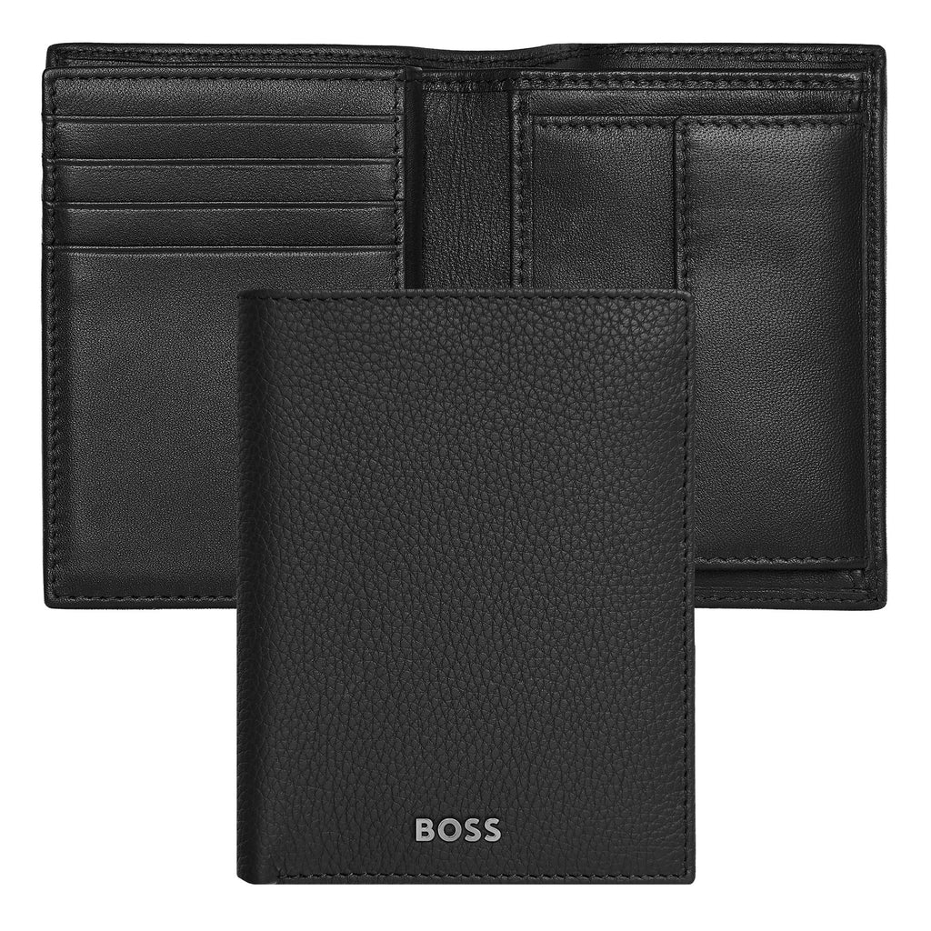 HUGO BOSS Card holder with flap and money pocket Classic Grained Black