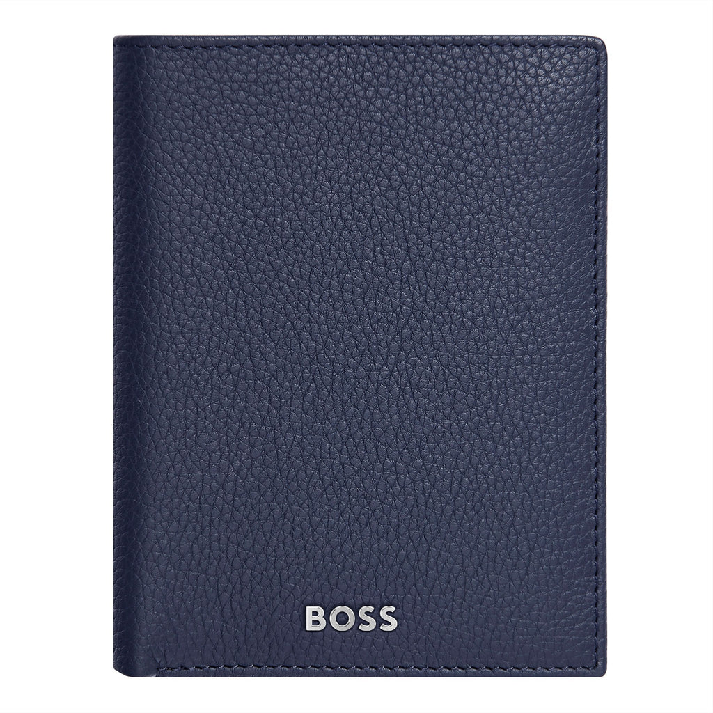 Flap card holders BOSS Grained Navy Card case with money pocket Classic