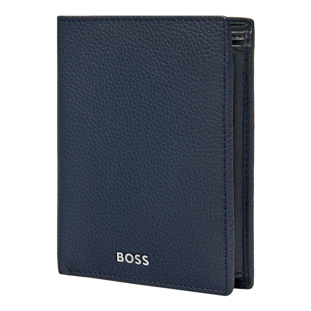  Bifold wallet BOSS Grained Navy Card holder with coin pocket Classic