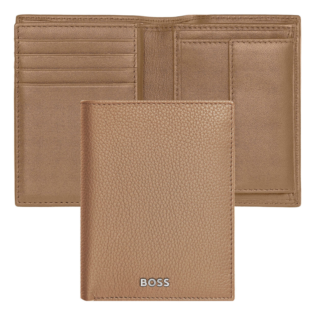 Wallets BOSS Grained Camel Flap Card holder with money pocket Classic 