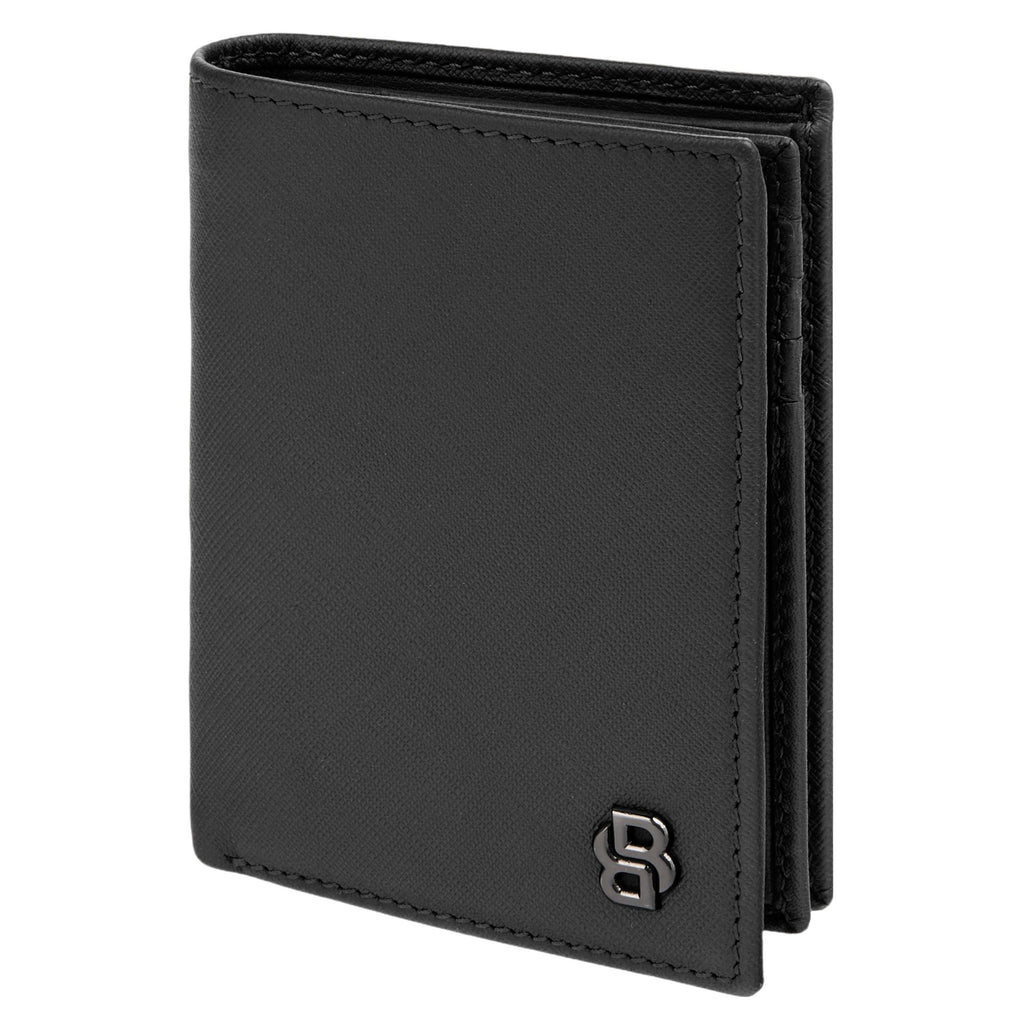 BOSS black card holder with flap and money pocket with Double B lining
