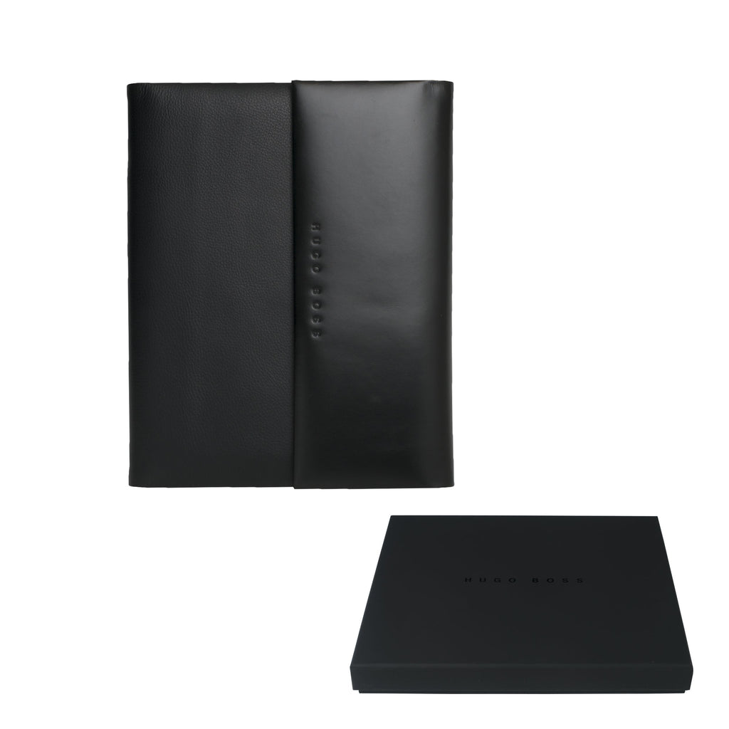 Leather Portfolios Hugo Boss Contrast Black A5 Conference folder Caption