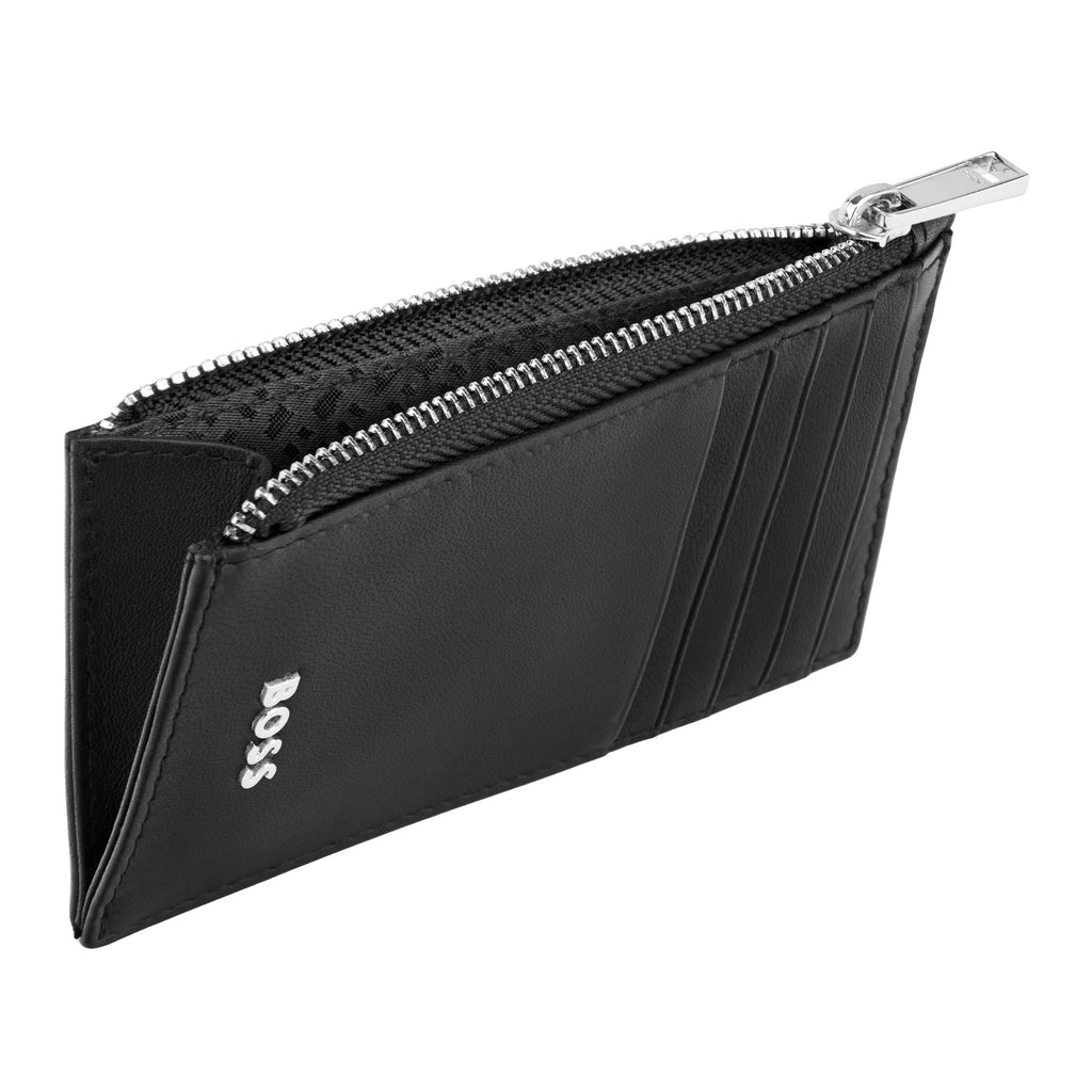 BOSS black soft smooth leather card holder with zipped coin bag