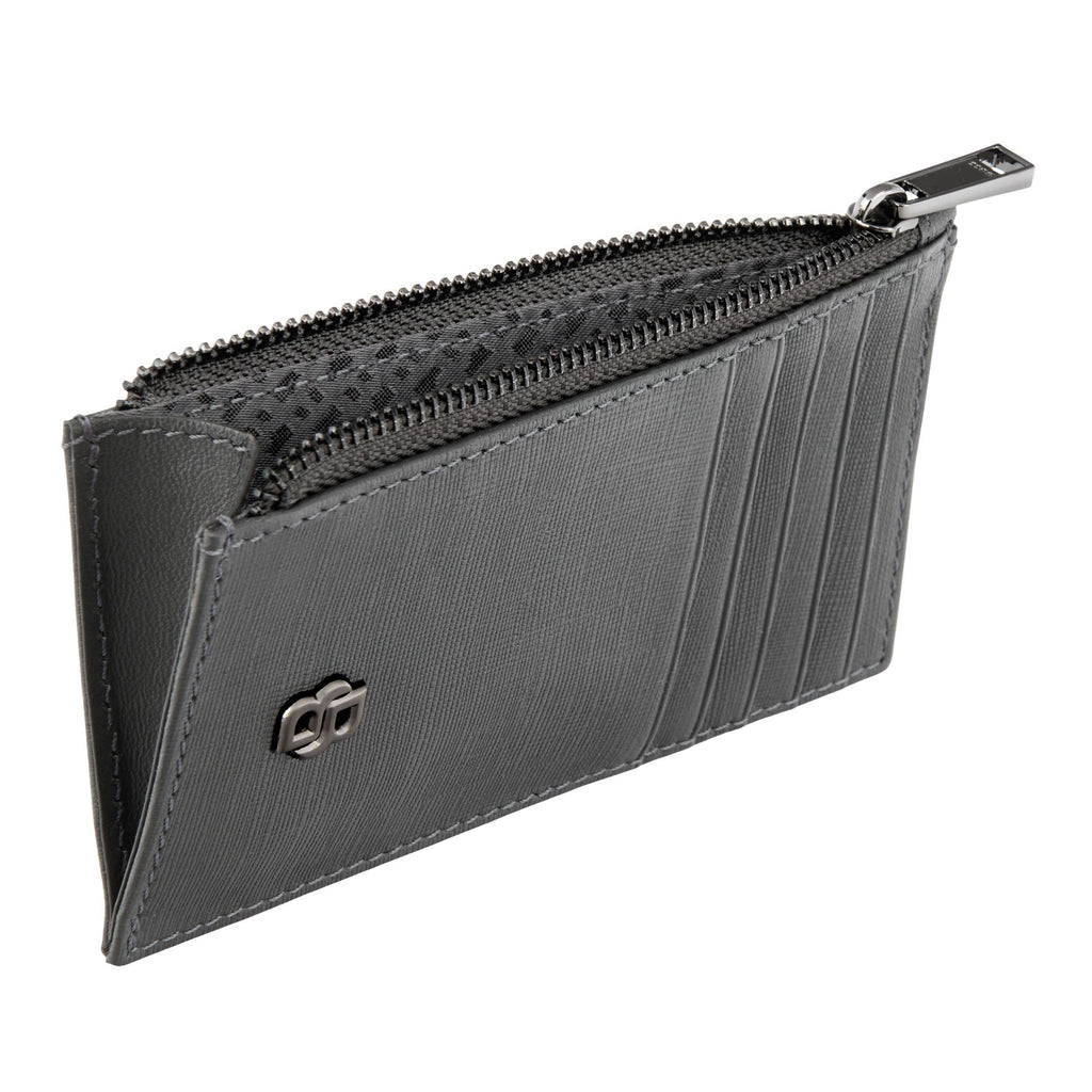 HUGO BOSS grey leather zipped card holder zip with exterior card slots