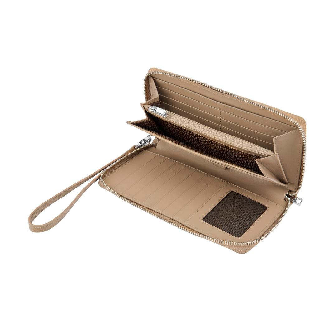 BOSS travel wallet Classic Grained with chrome metal zipper & logo