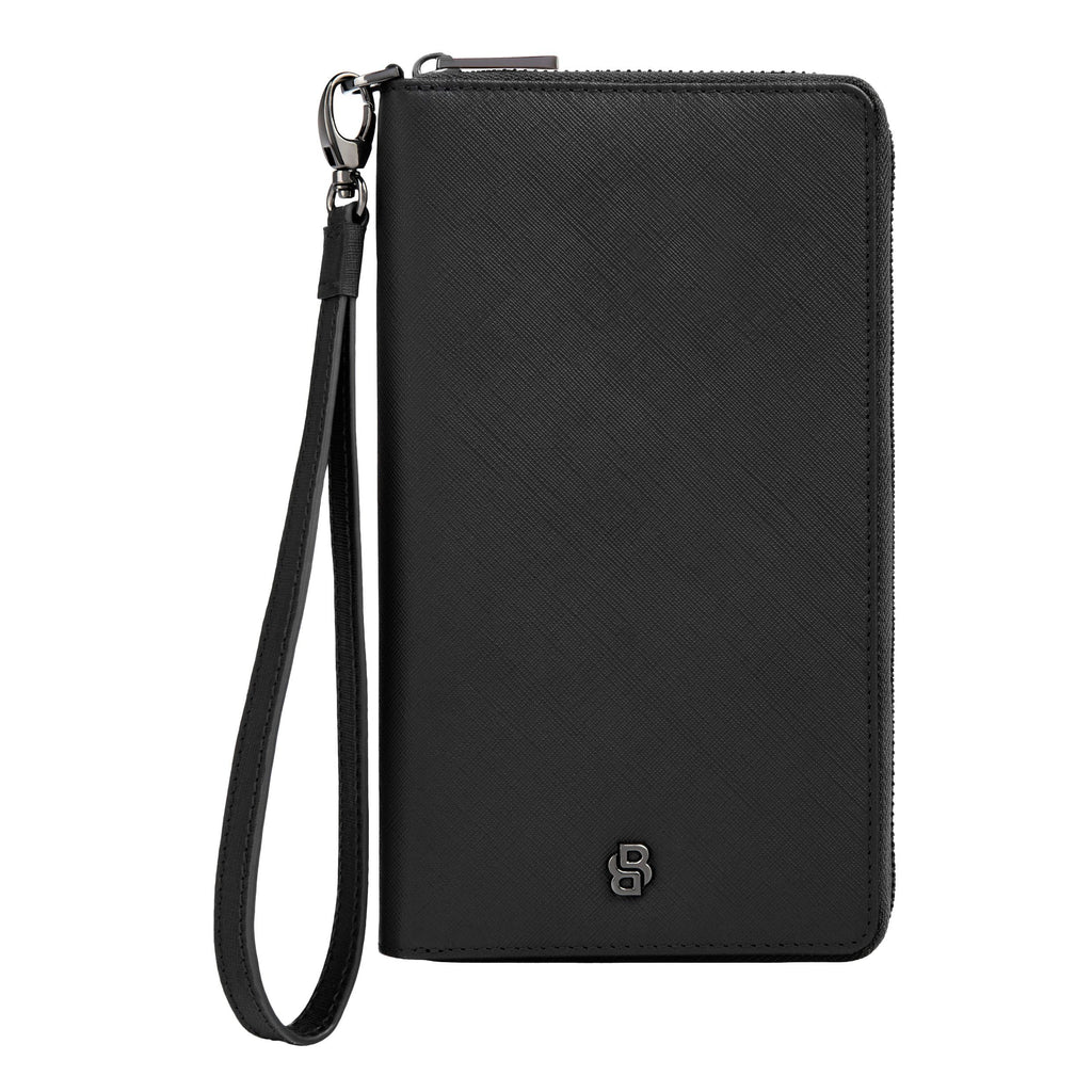 BOSS black travel wallet Double B with gun-metal plated zipped puller
