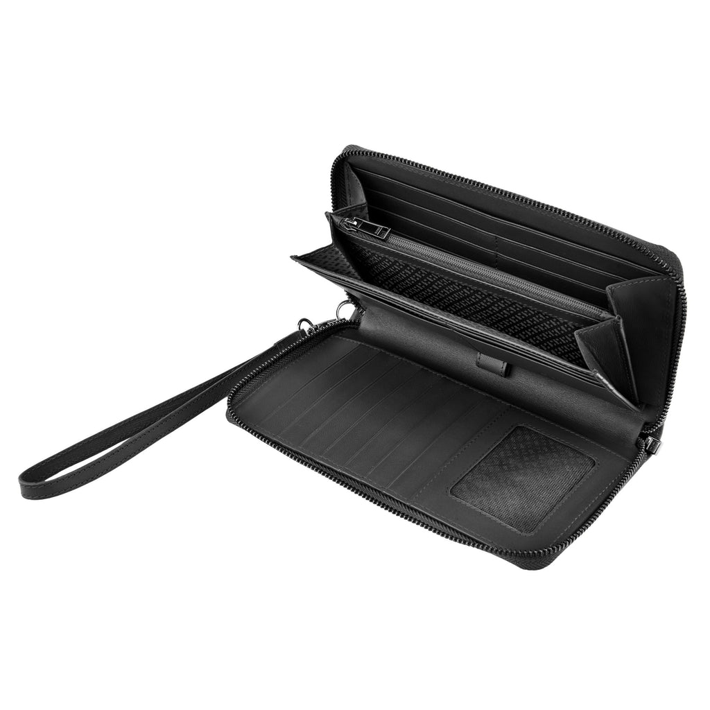 BOSS black travel wallet Double B with gun-metal plated zipped puller