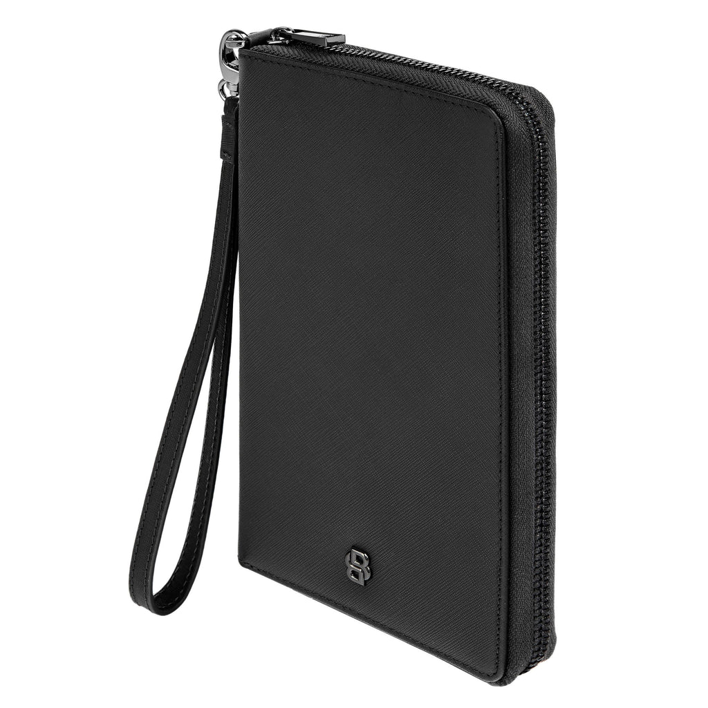 BOSS black travel wallet Double B with gun-metal plated zipped puller
