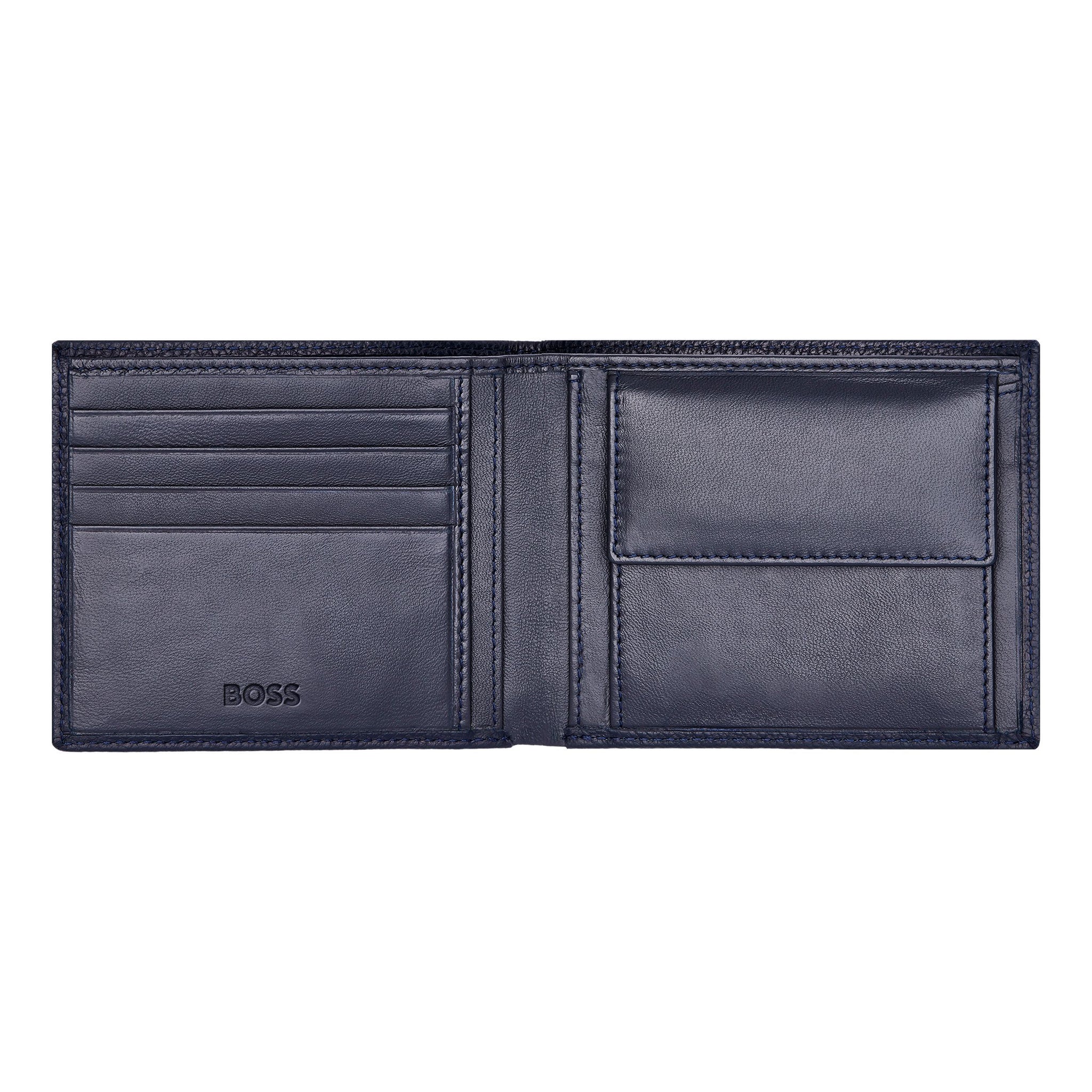 HUGO - Matte-leather wallet with all-over embossed logos - Black