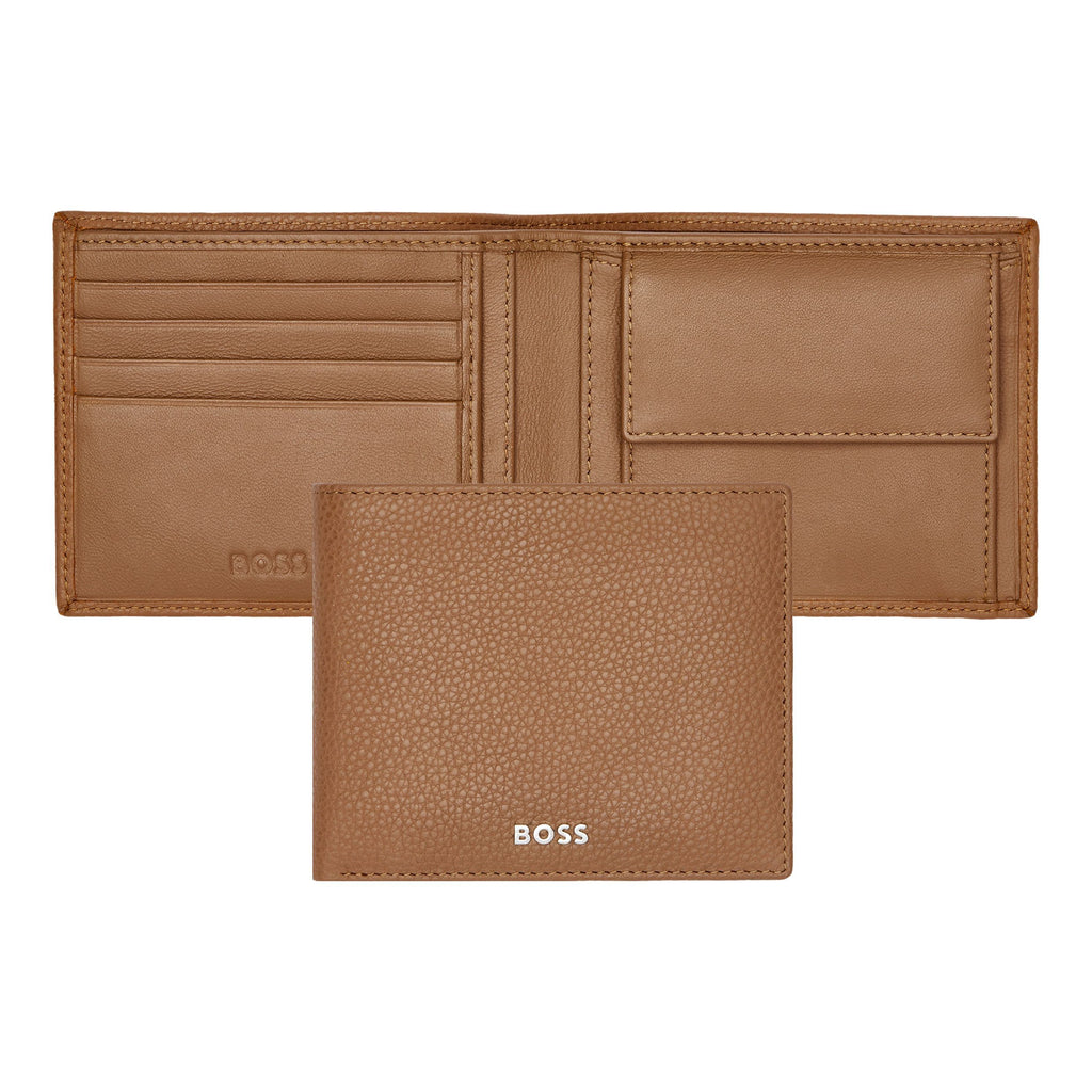  Men's wallet with coin pocket BOSS Grained Camel Money wallet Classic