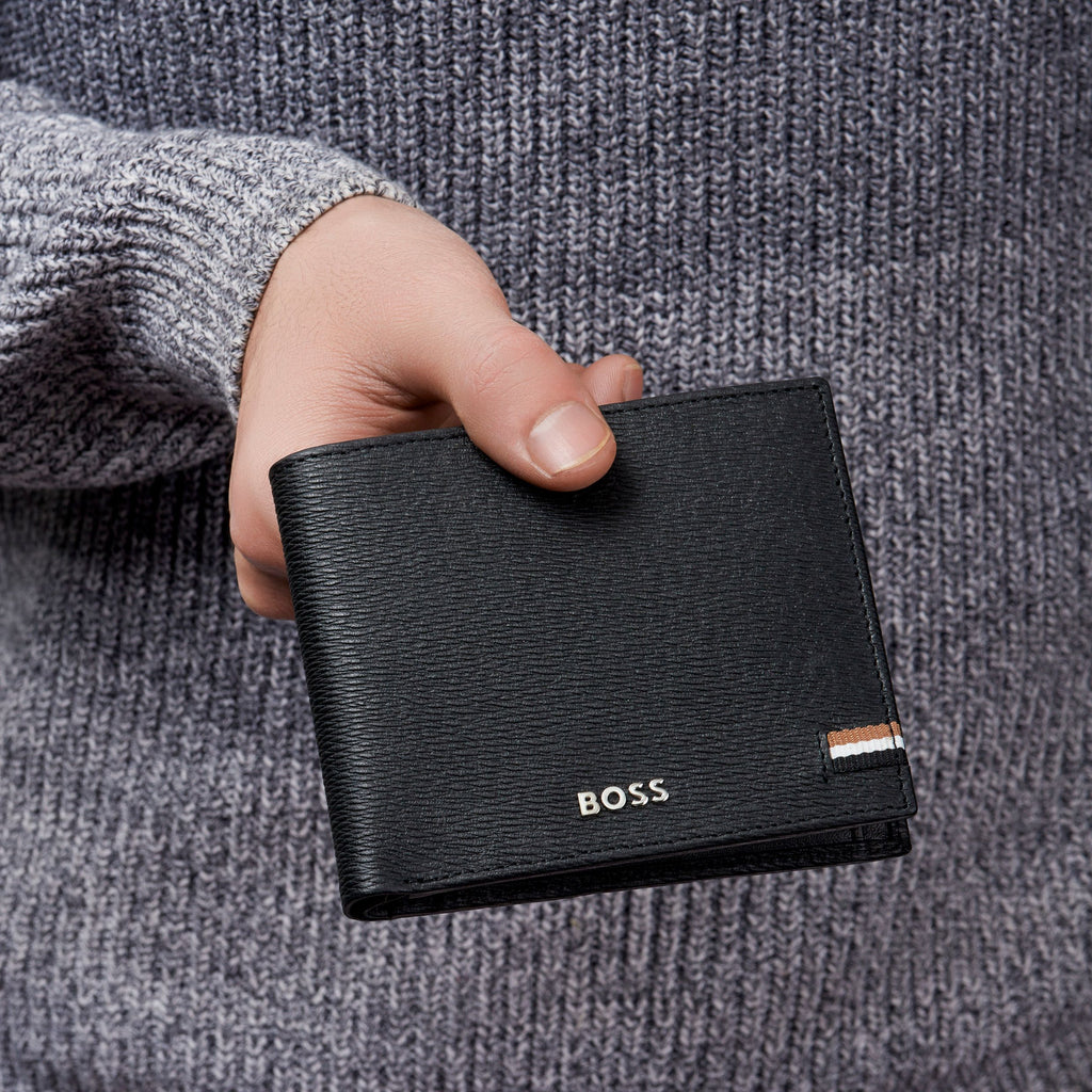 Men's flap wallets HUGO BOSS black Money wallet vertical flap Iconic