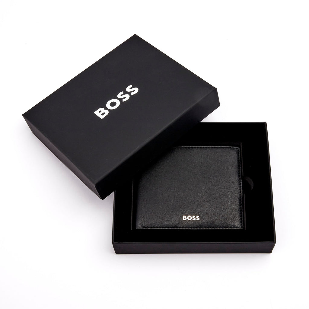 男士翻盖钱夹 BOSS 光滑黑色三折钱包经典 – Luxury Corporate Gifts | B2B Gifts Shop HK
