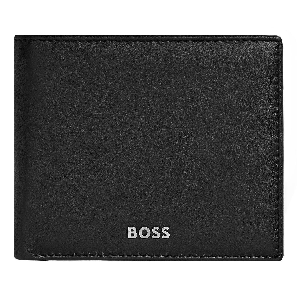  Men's flap money wallet BOSS Smooth Black trifold wallet Classic