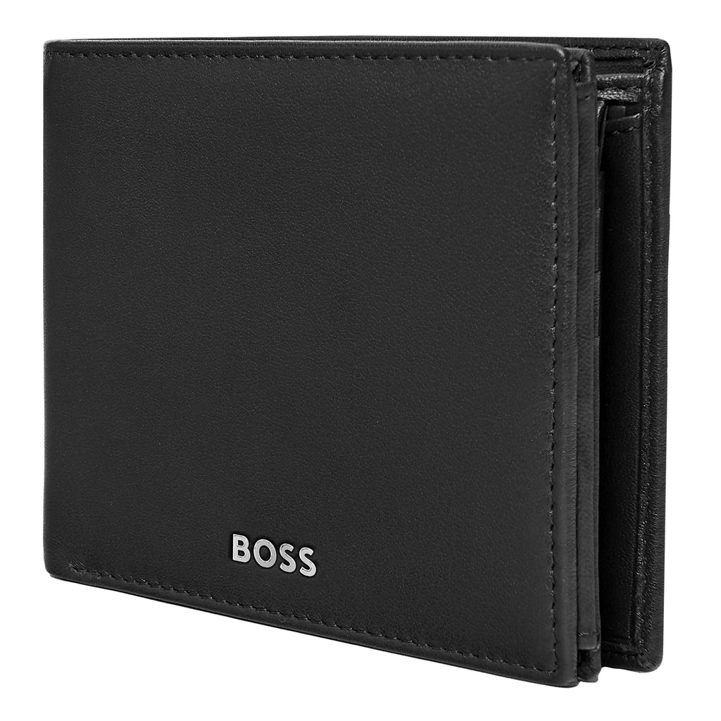  Men's flap money wallet BOSS Smooth Black trifold wallet Classic