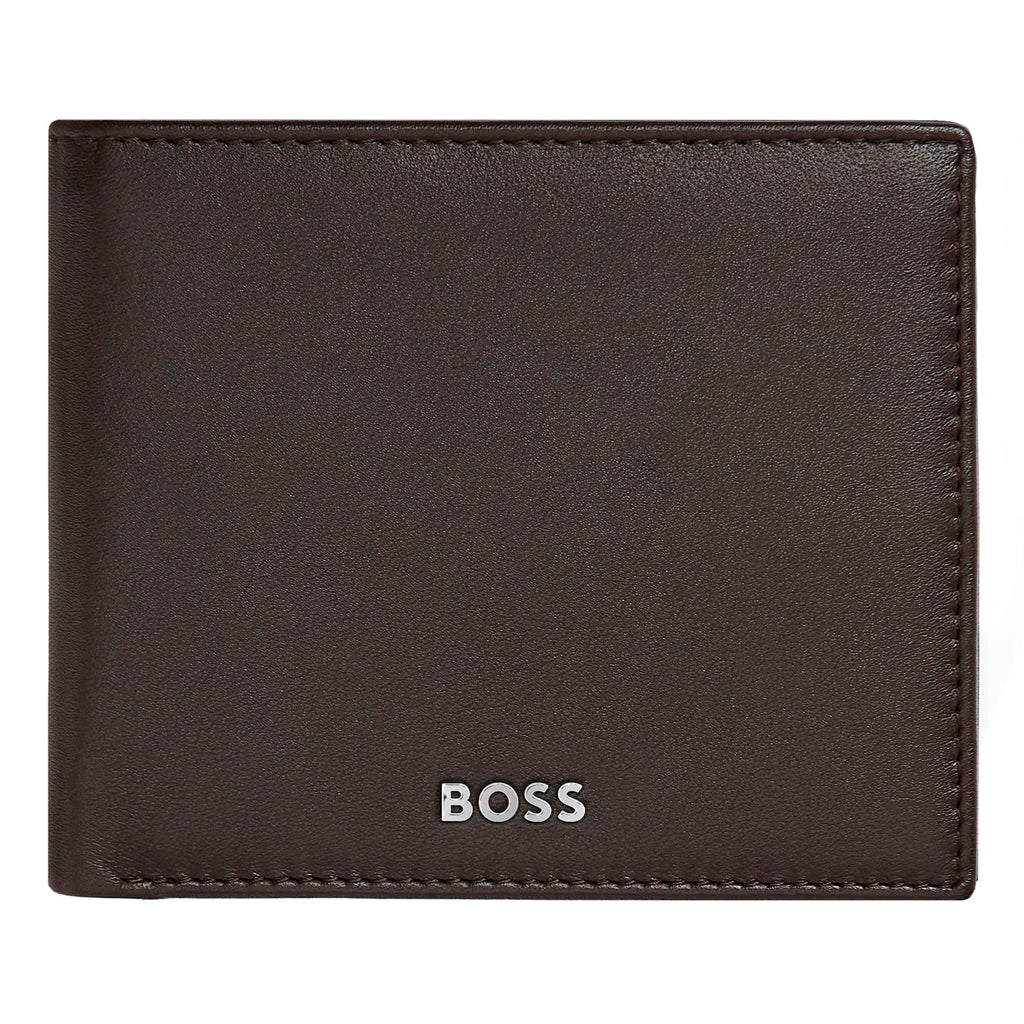 Men's trifold wallets BOSS Smooth Brown Flap Money wallet Classic