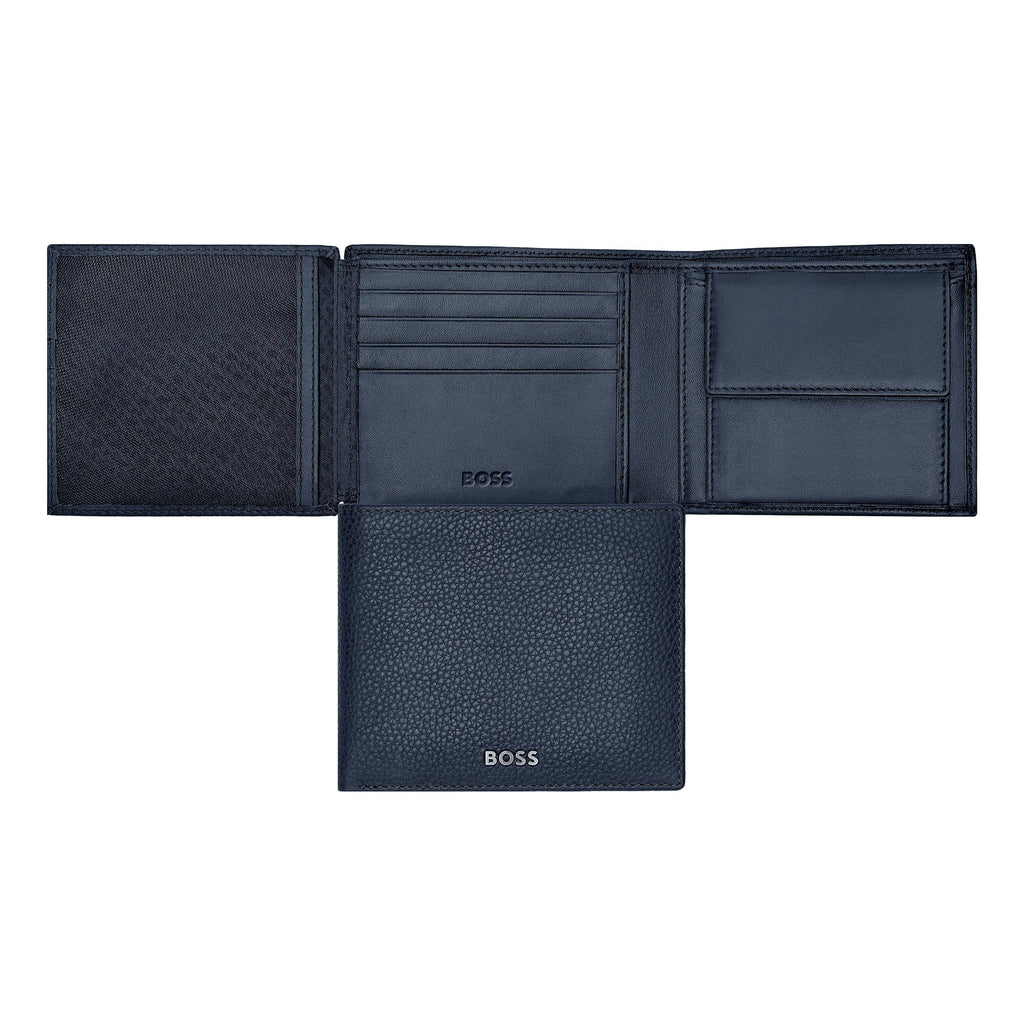  Men's wallet BOSS Grained Navy flap money wallet Classic with gift box