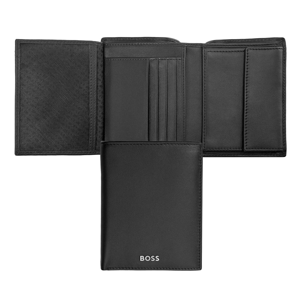 Vertical wallet BOSS Smooth Black Money wallet Vertical flap Classic