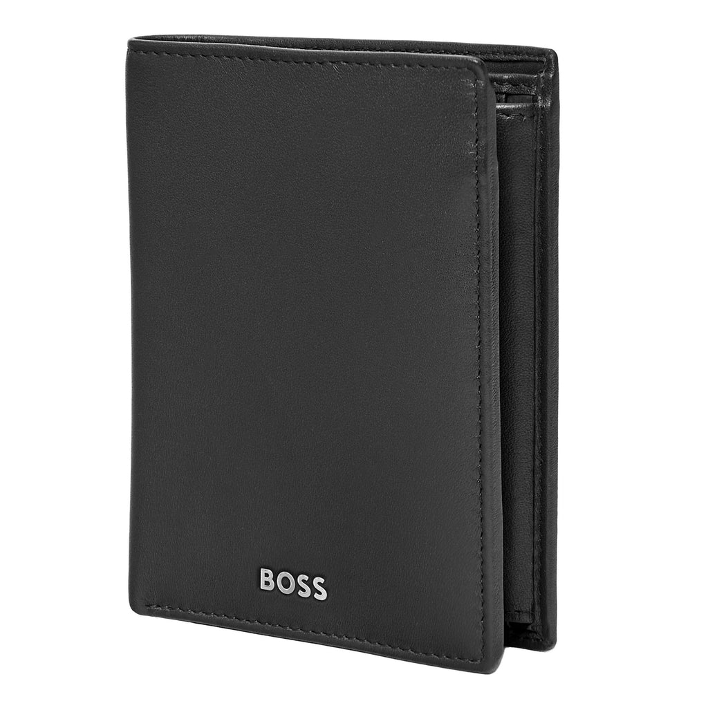 Vertical wallet BOSS Smooth Black Money wallet Vertical flap Classic